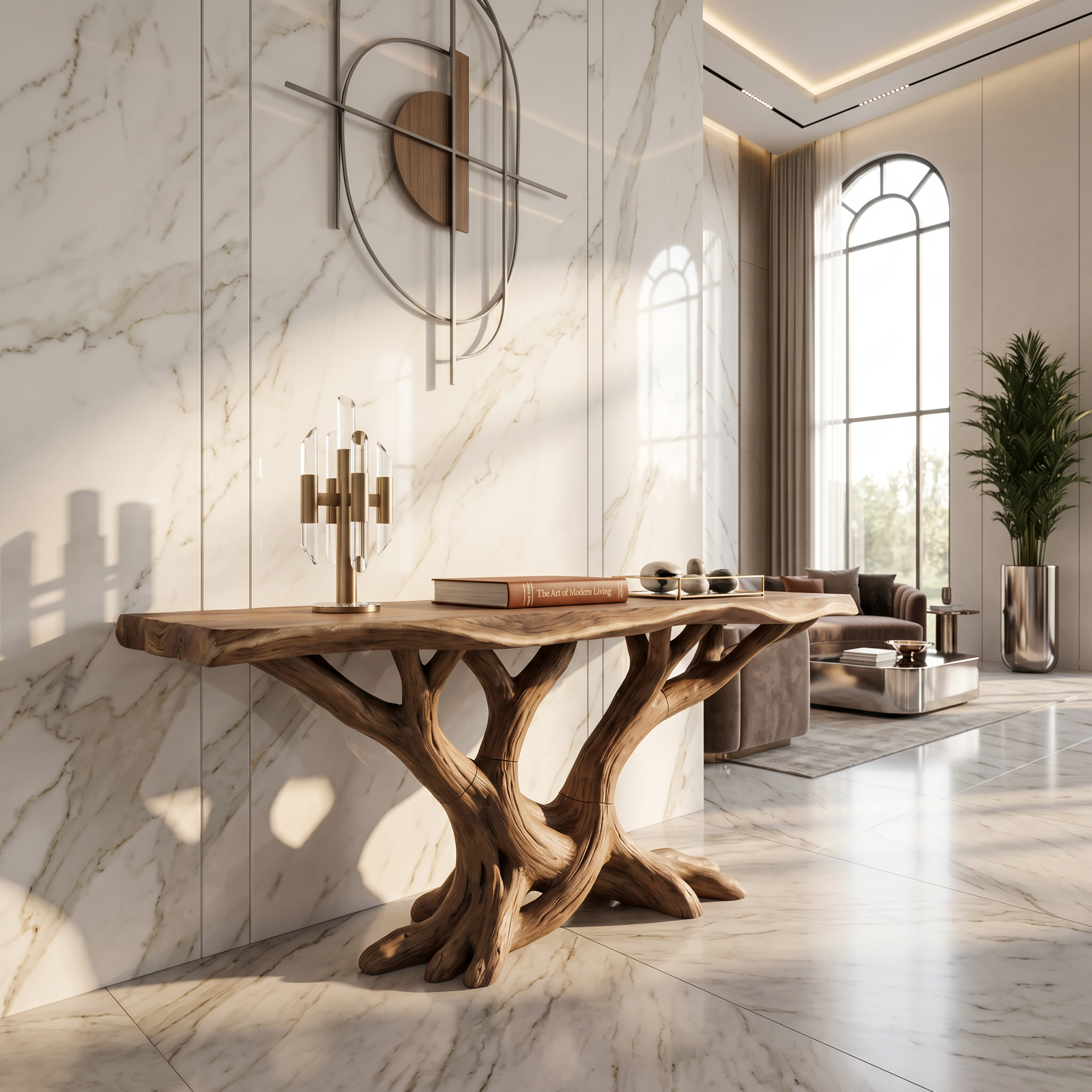 Organic Twisted Wood Console Table Contemporary Hallway SILDTTRCS101