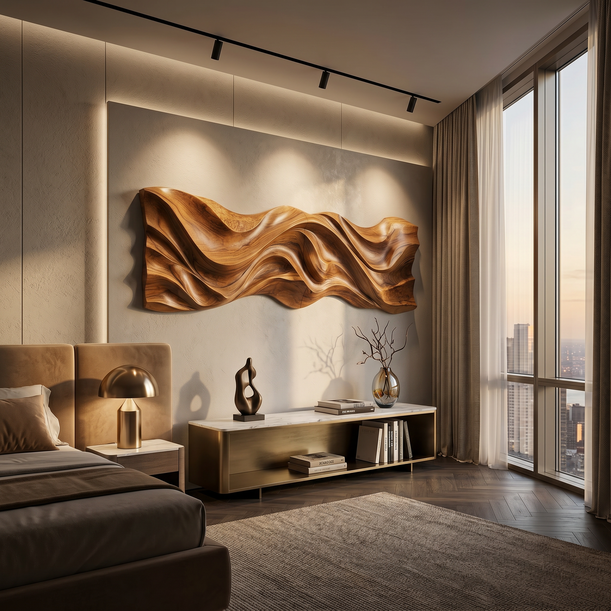 Minimalist Flowing Wood Wall Art For Contemporary Home Decor SILDTTRWA062