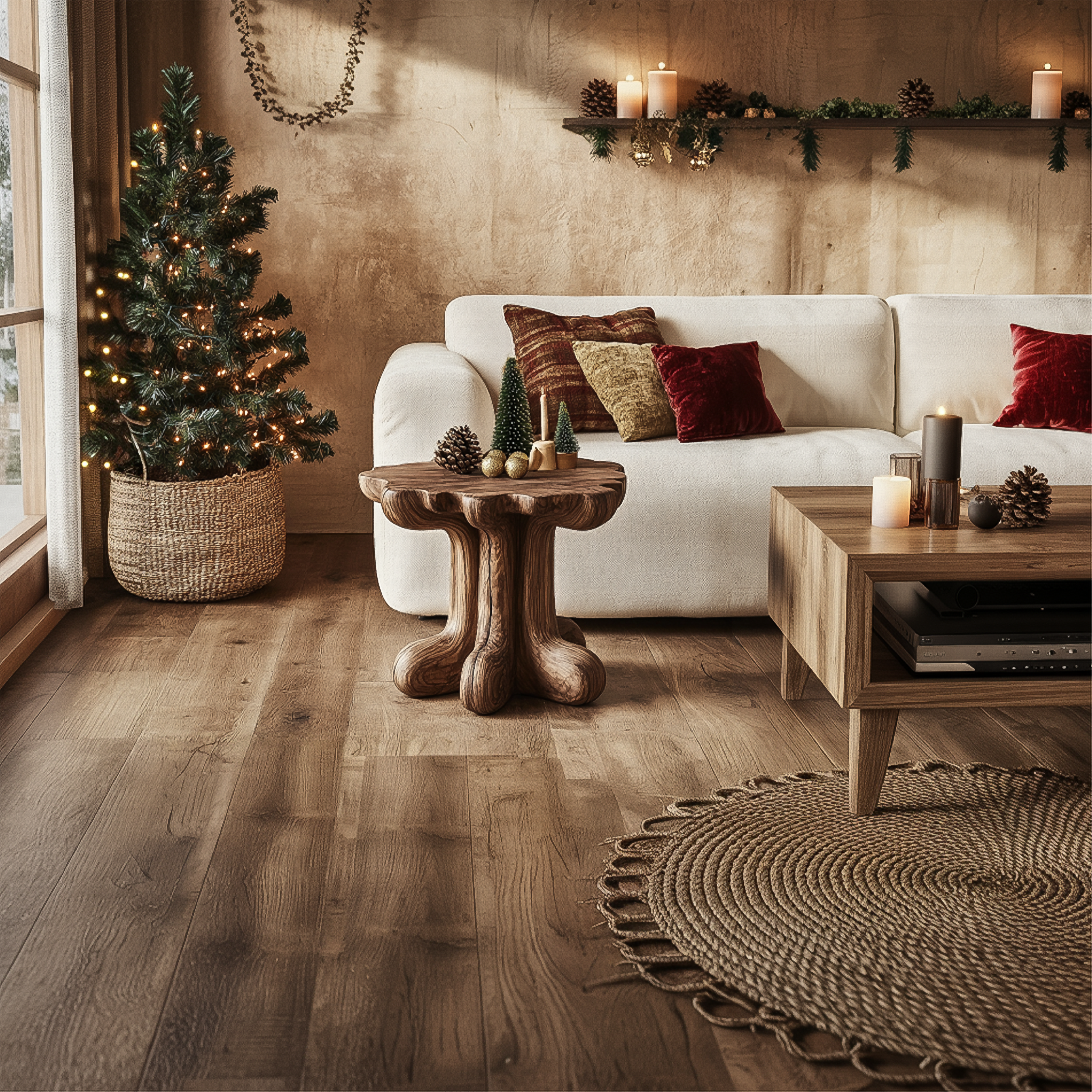 Rustic End Table Christmas Natural Living Room Display SINLSABT215