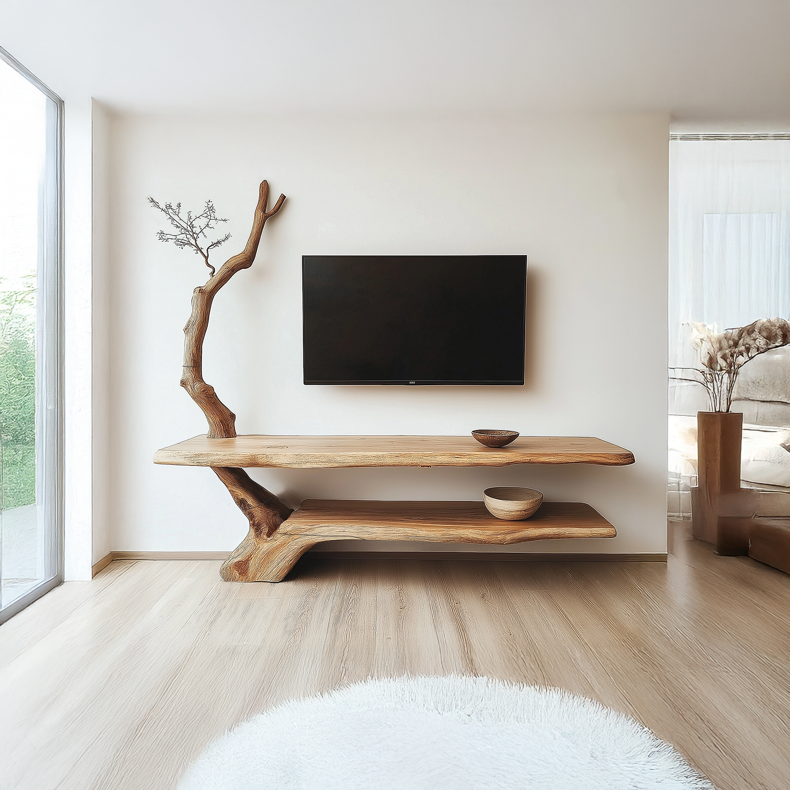 Rustic Live Edge TV Stand Living Room SINLSATB185