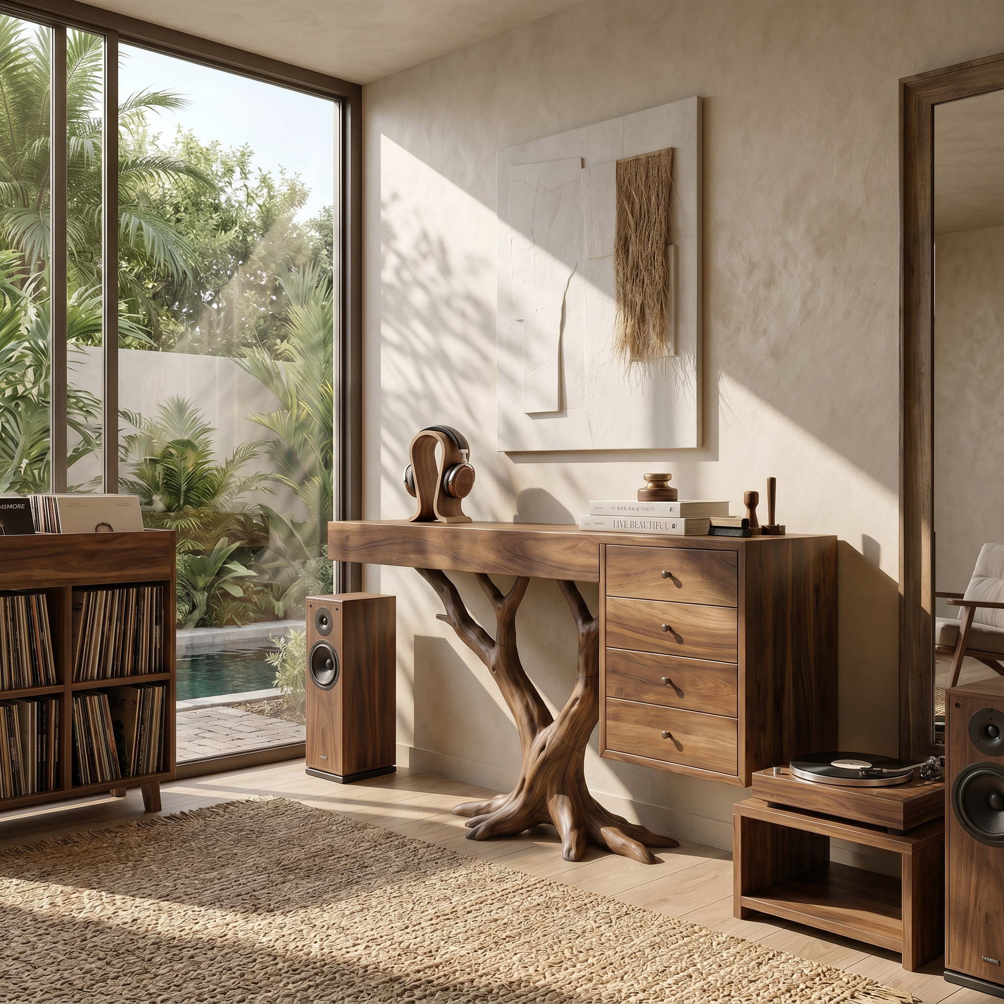 Organic Floating Console Table Designer Entryway SILDTTRCS074