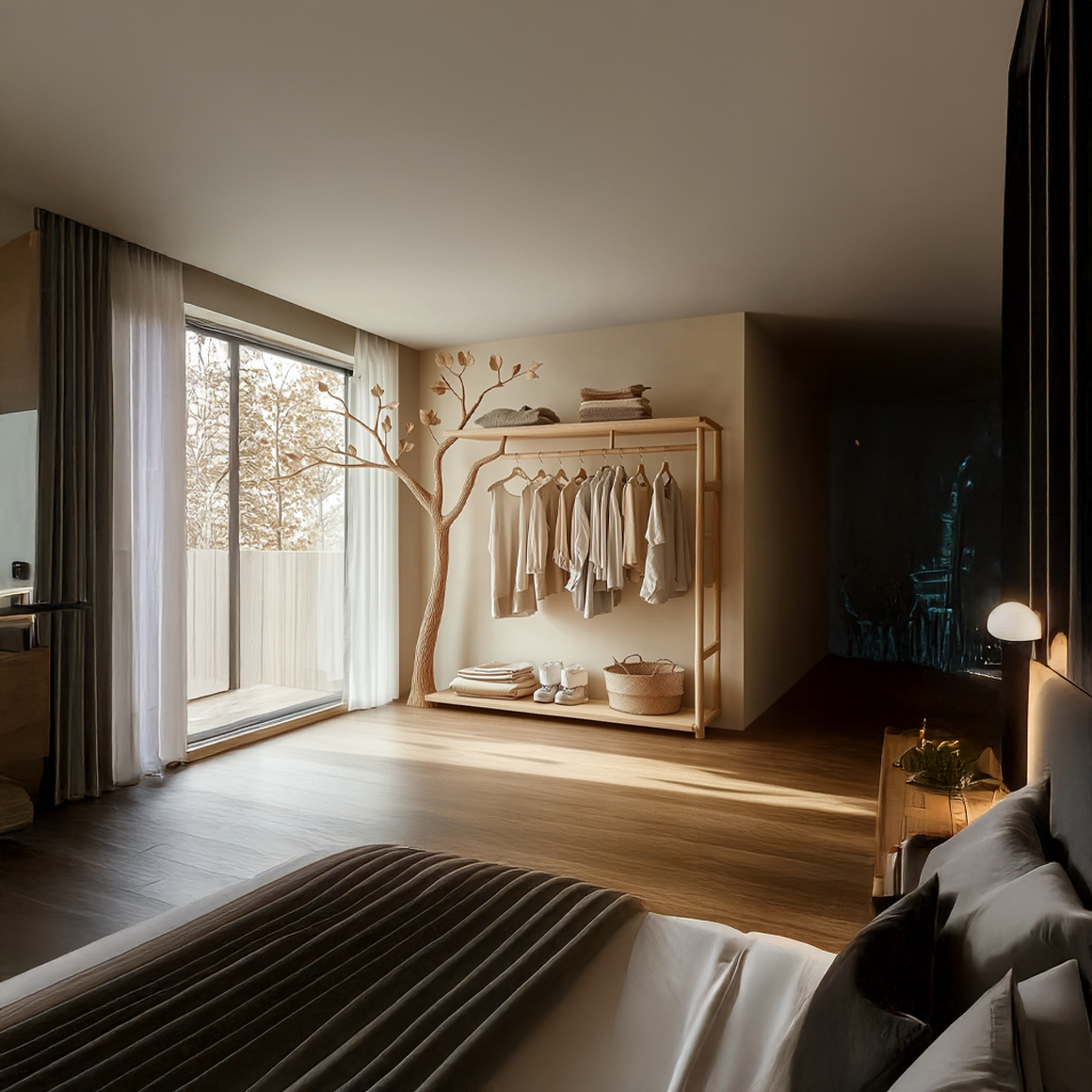 Rustic Clothing Shelf Rack Entryway Bedroom SINLSATCR042