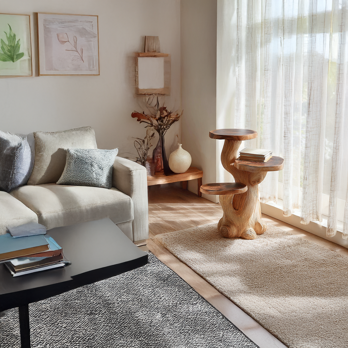 Rustic Mushroom Side Table Reading Nook SINLSABT102