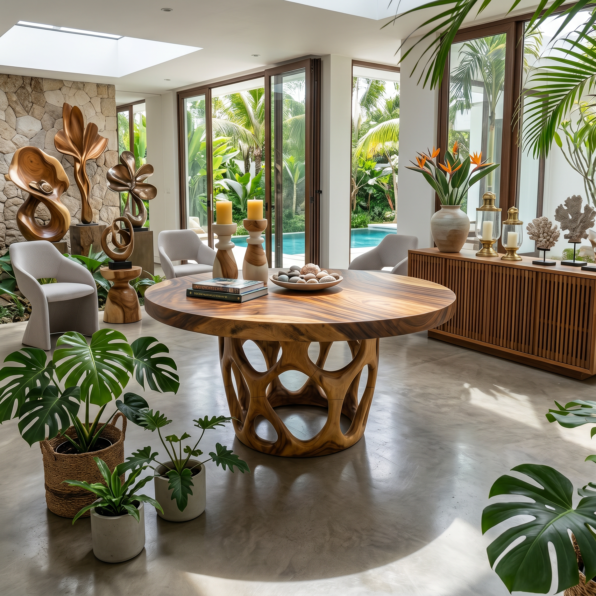 Modern Round Gathering Table For Garden View Room SILDTTRDN061