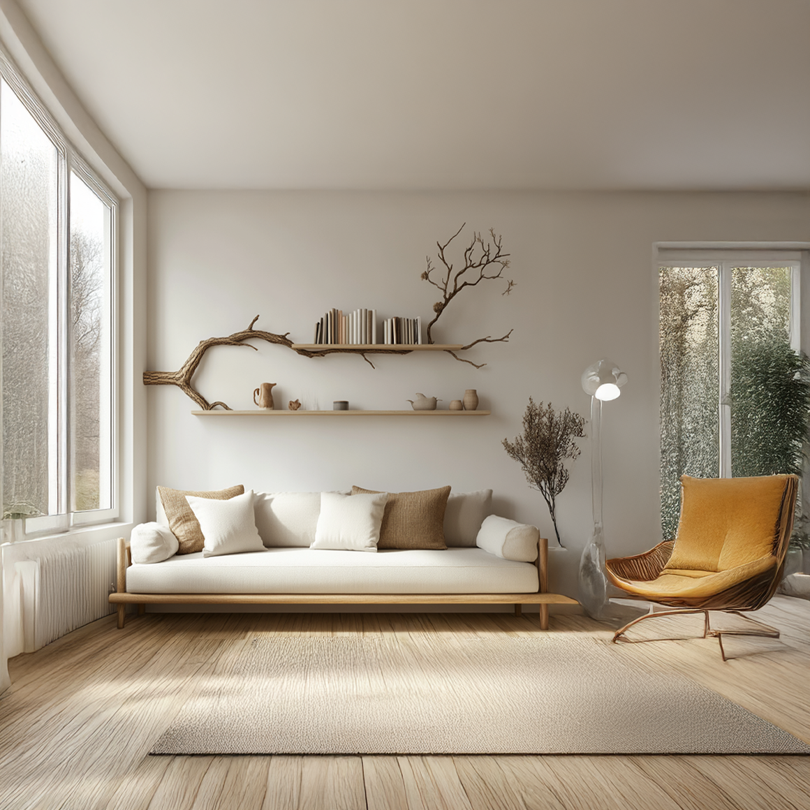 Rustic Tree Branch Display Shelf Contemporary Living Room SINLSATBS040