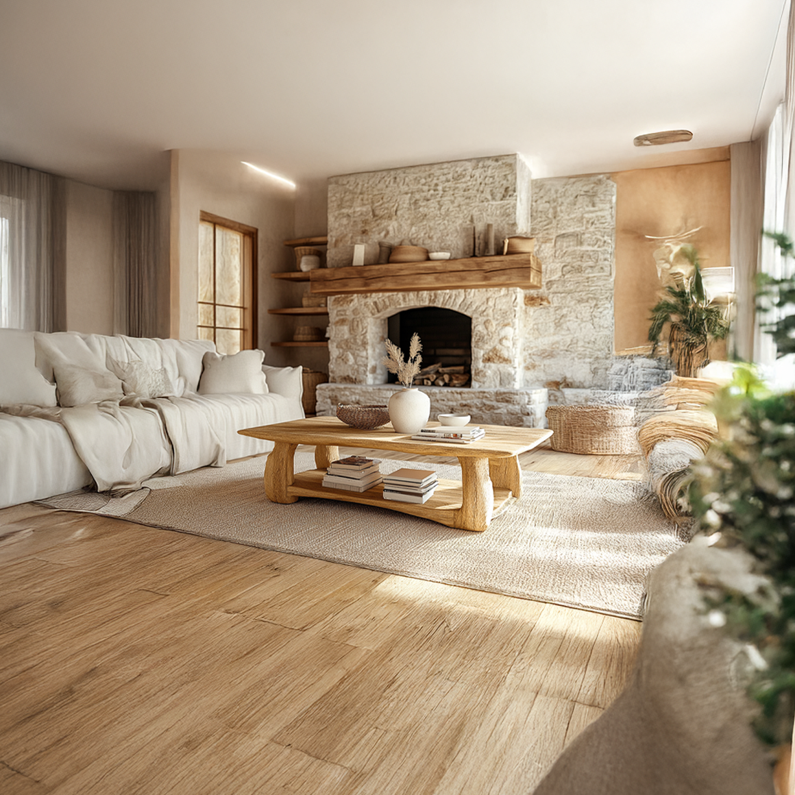 Rustic Scandinavian Coffee Table Living Room SINLSACF231