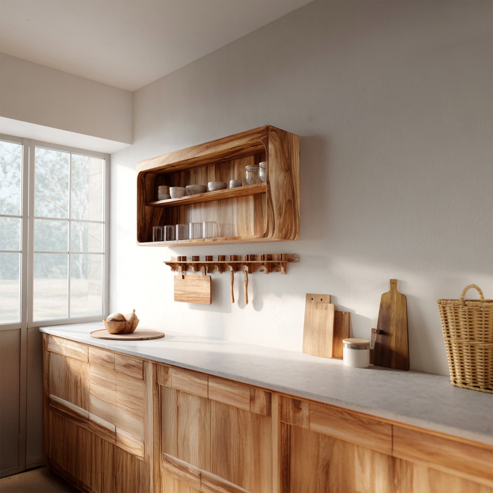 Rustic Wall Display Cabinet For Kitchen Or Dining Area SINLSAKC012