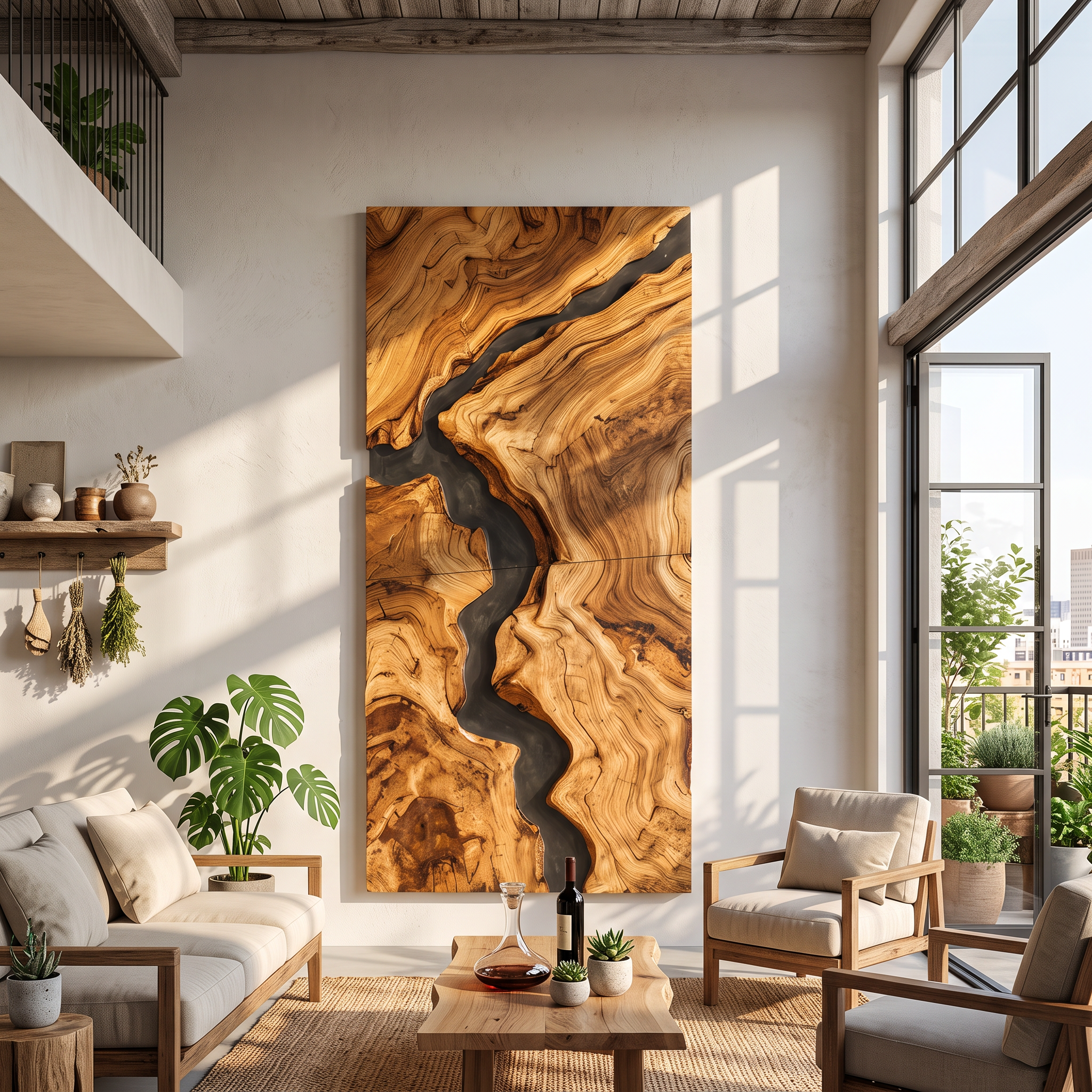 Mid Century Wooden Wall Art Sculpture For Entryway SILDTTRWA038