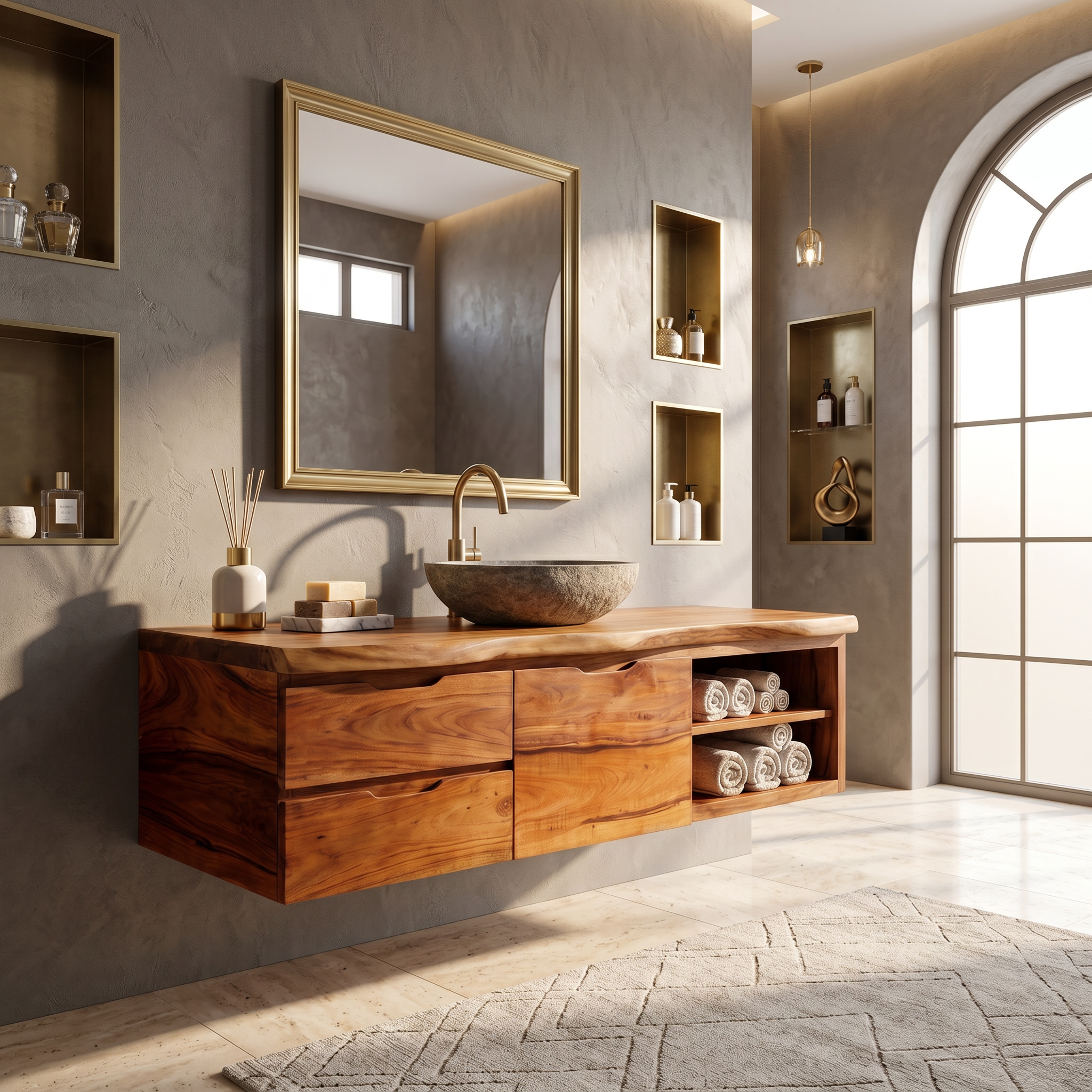 Japandi Wall Mounted Vanity Urban Loft Bathroom SILDTTRBRV197