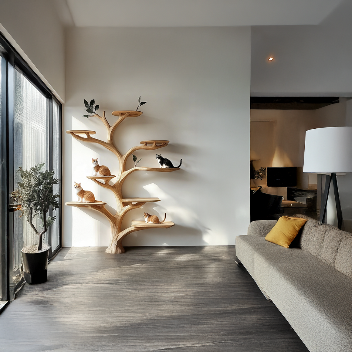 Scandinavian Cat Tree with Multi Level Design Cats Home Decor SINLSATT069