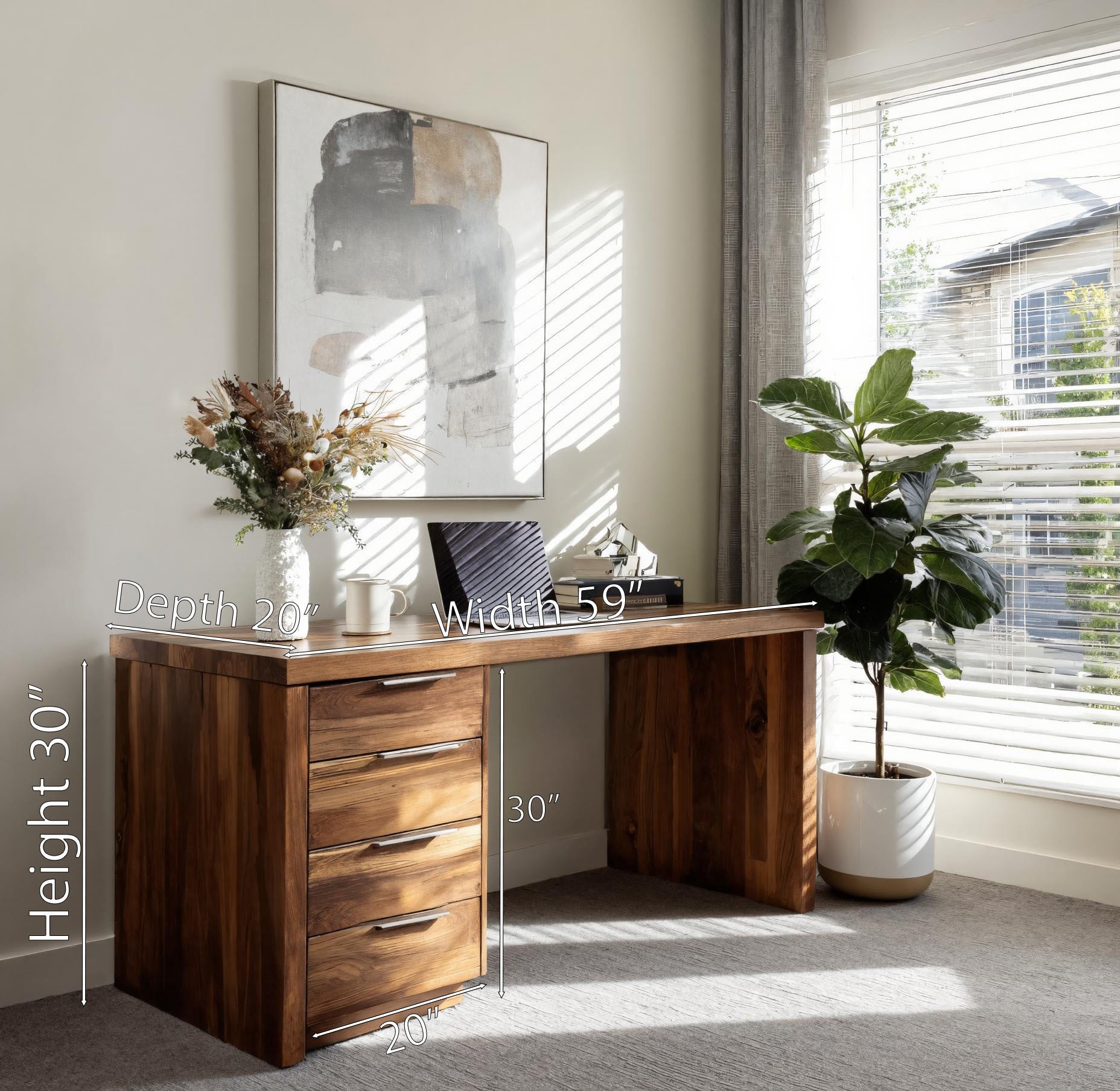 Minimalist Office Desk With Storage Drawers For Home Study SITHHNDE052