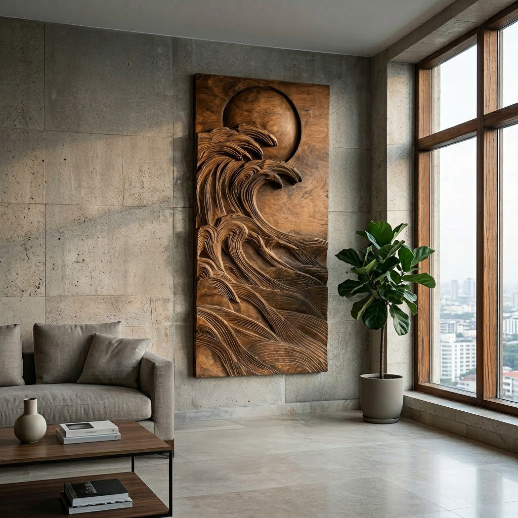 Modern Coastal Ocean Wave Wood Wall Art For Home Decor RTTHHNWA189