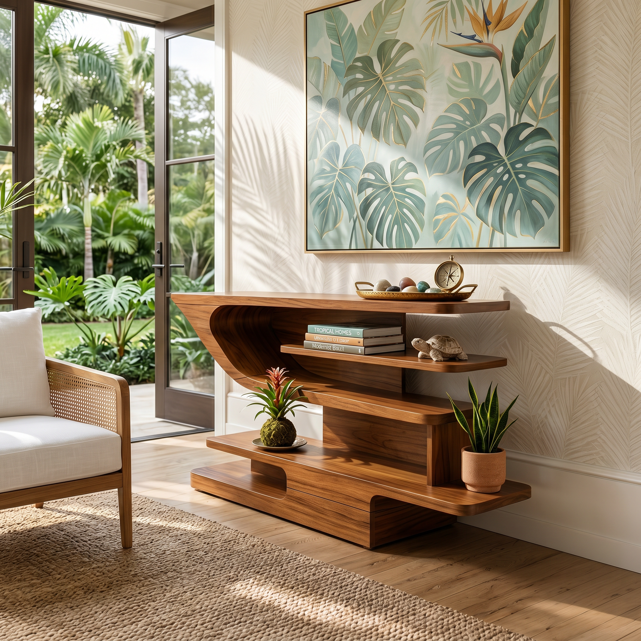 Modern Open Shelf Console Table Luxury Living Room SILDTTRCS073
