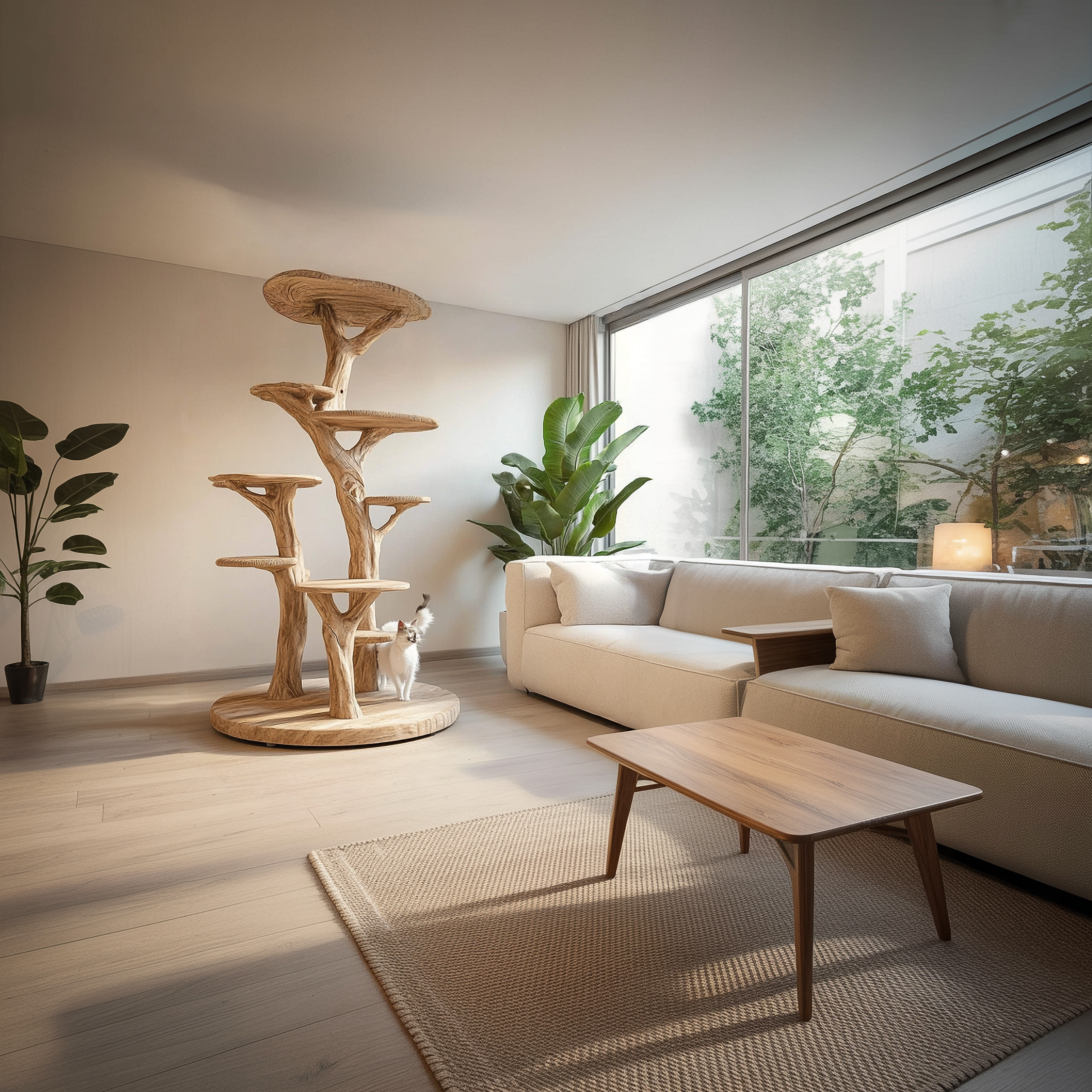 Rustic Wood Tree Cat Tower Living Room SINLSATT113