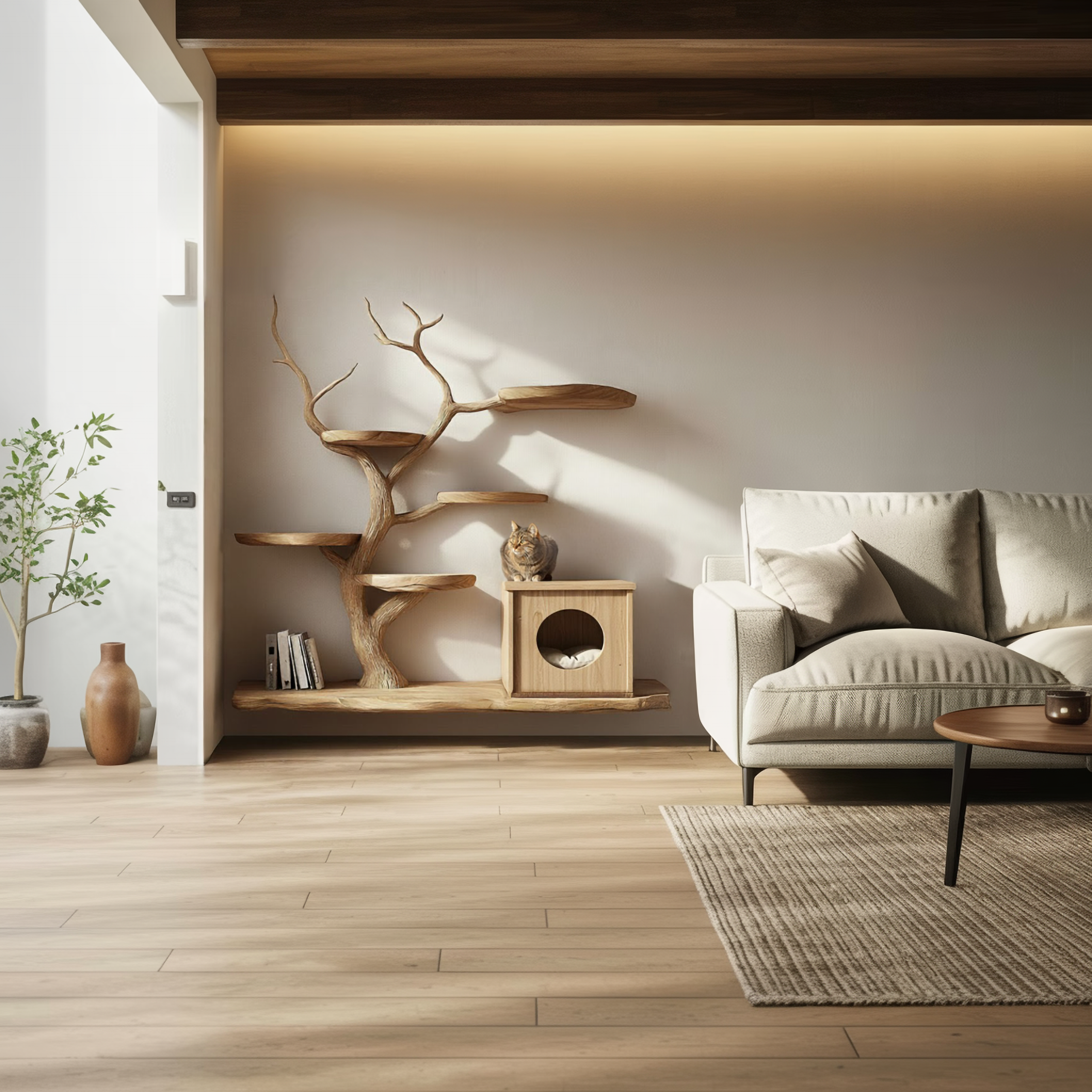 Midcentury Wooden Tree Cat Climbing Furniture Home SINLSATT114