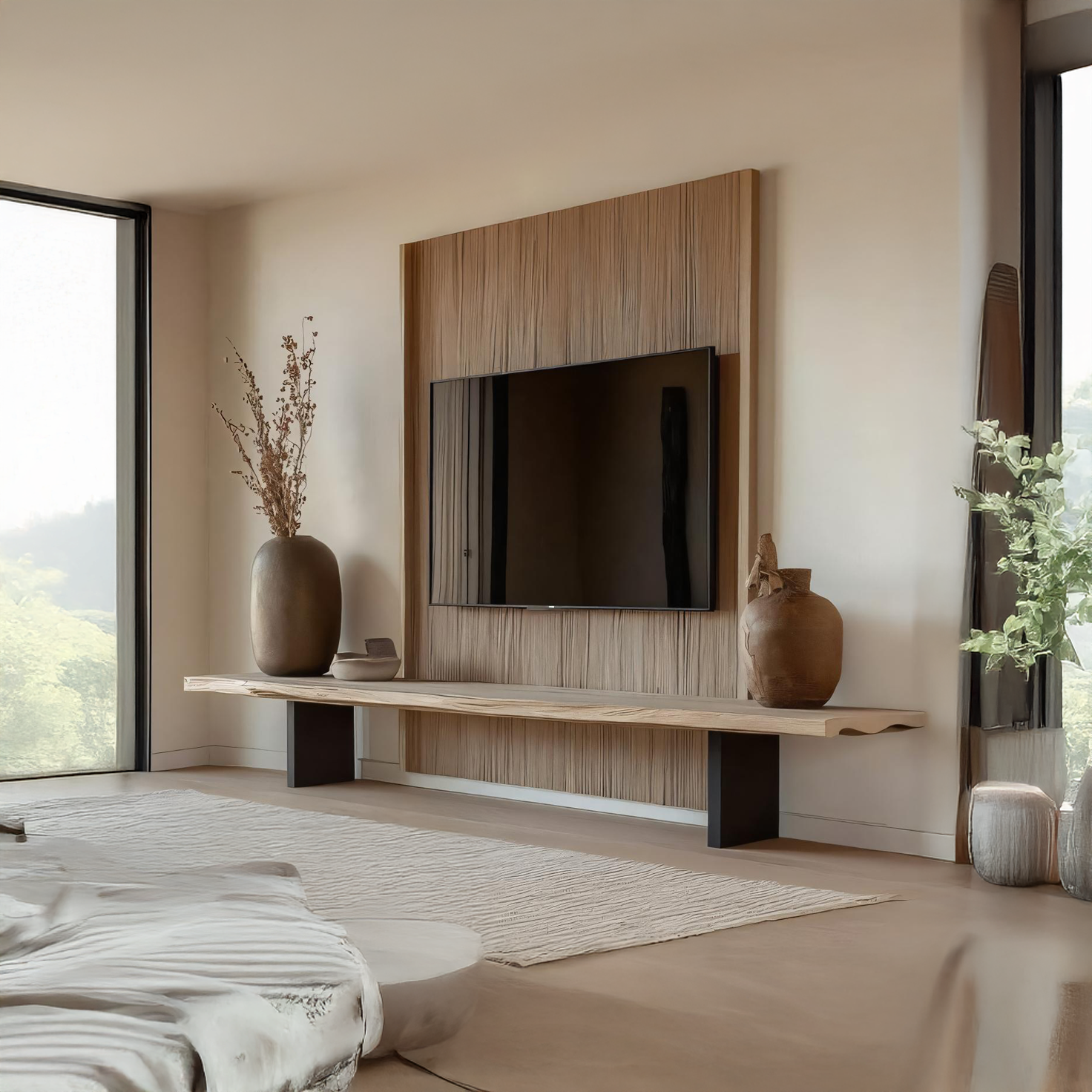 Rustic TV Console Live Edge Living Room SINLSACS110