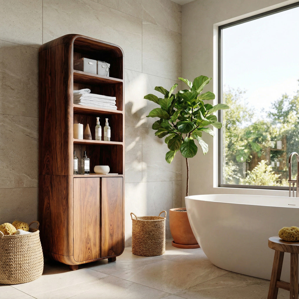 Modern Bathroom Cabinet With Rounded Edges For Spa Decor RTTHHNBRC031