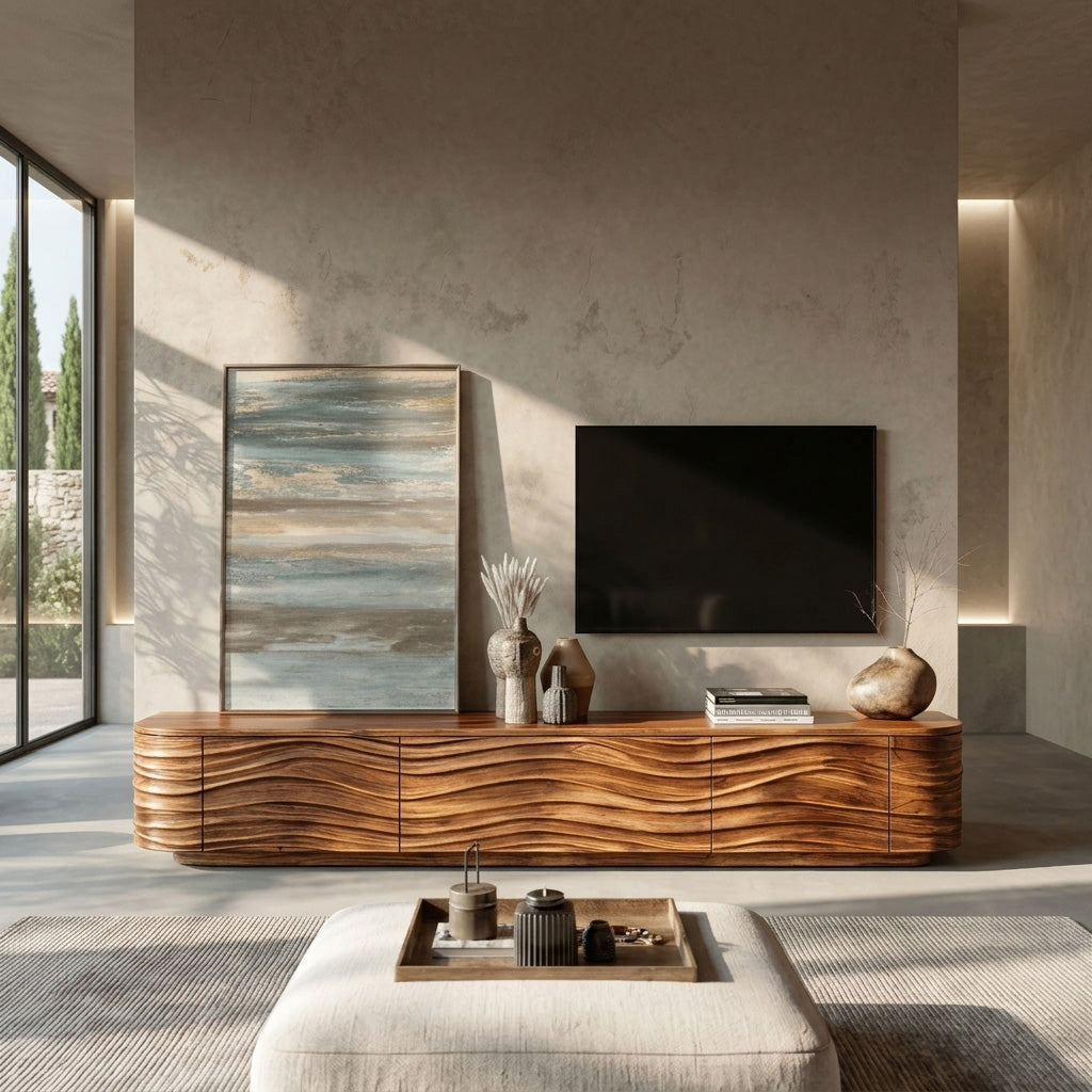 Contemporary Low Wood TV Stand For Media Room RTTHHNTVC081