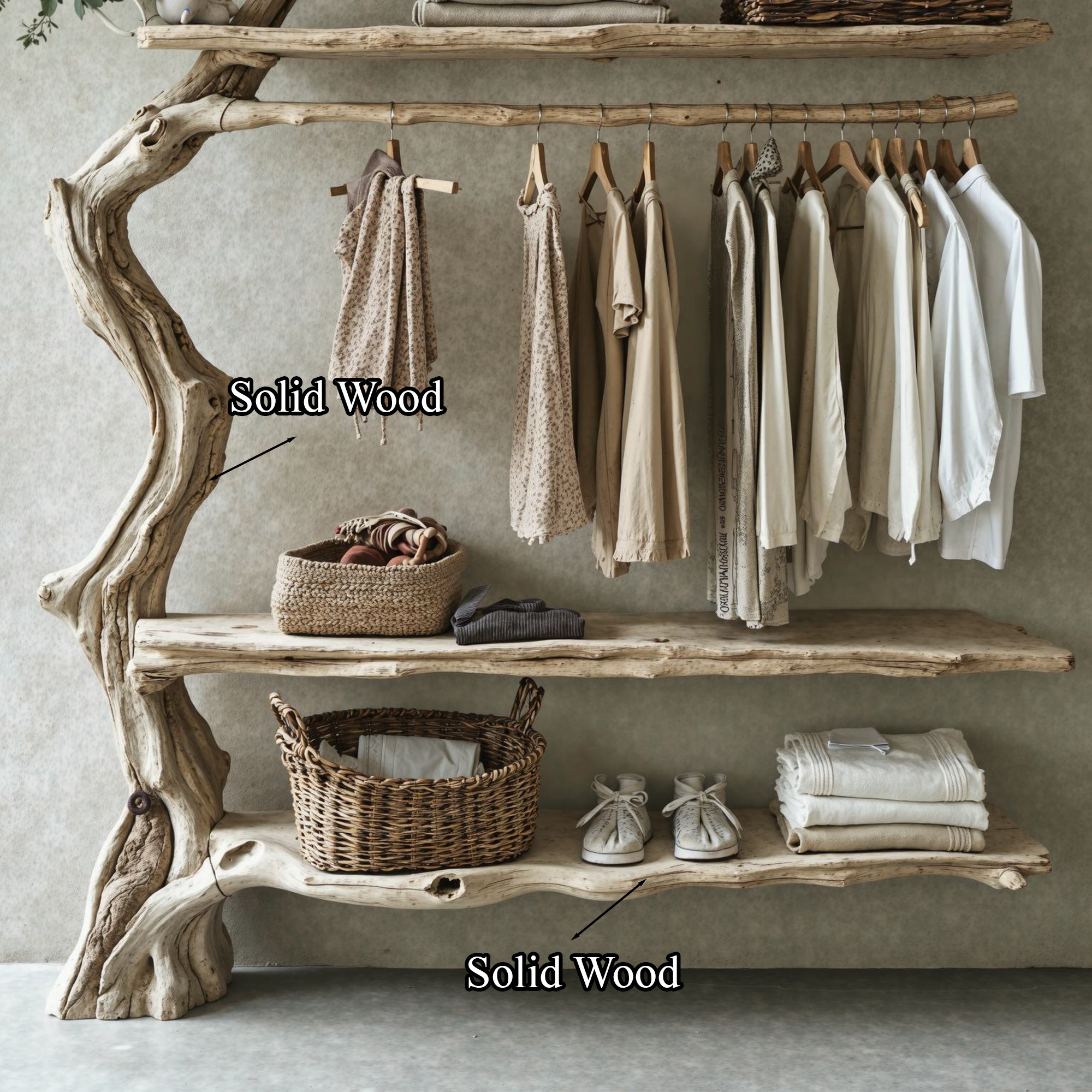 Solid Wood Tree Wall Mounted Coat Rack Tree Branches SINLTB090
