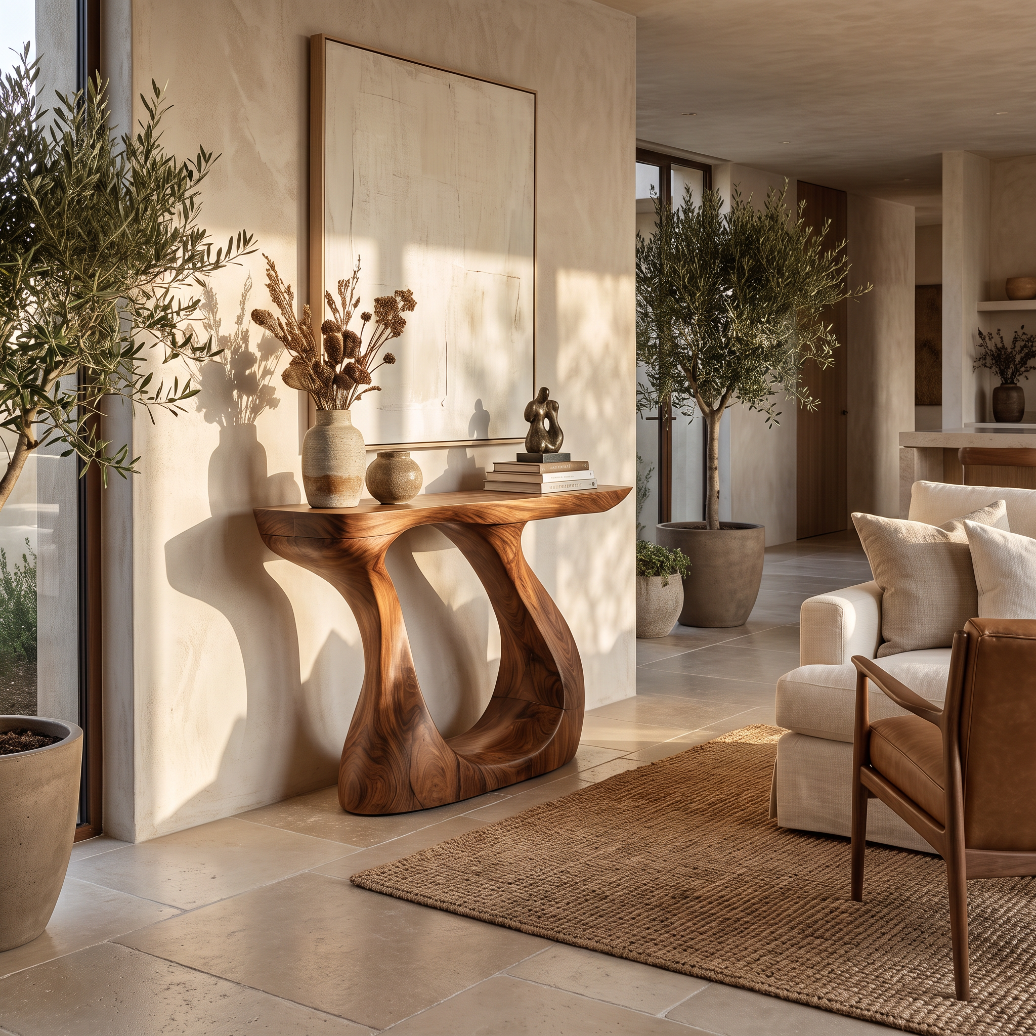 Modern Live Edge Entryway Table Sculptural Wood For Luxury Home Decor SILDTTNCS071
