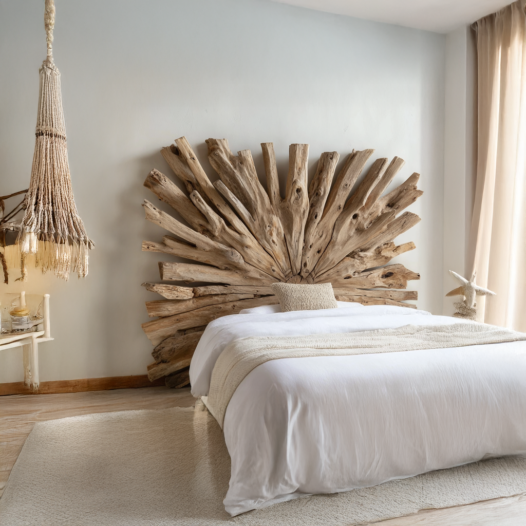 Driftwood Headboard Vintage Decor Bedroom Gift SINLSADH001