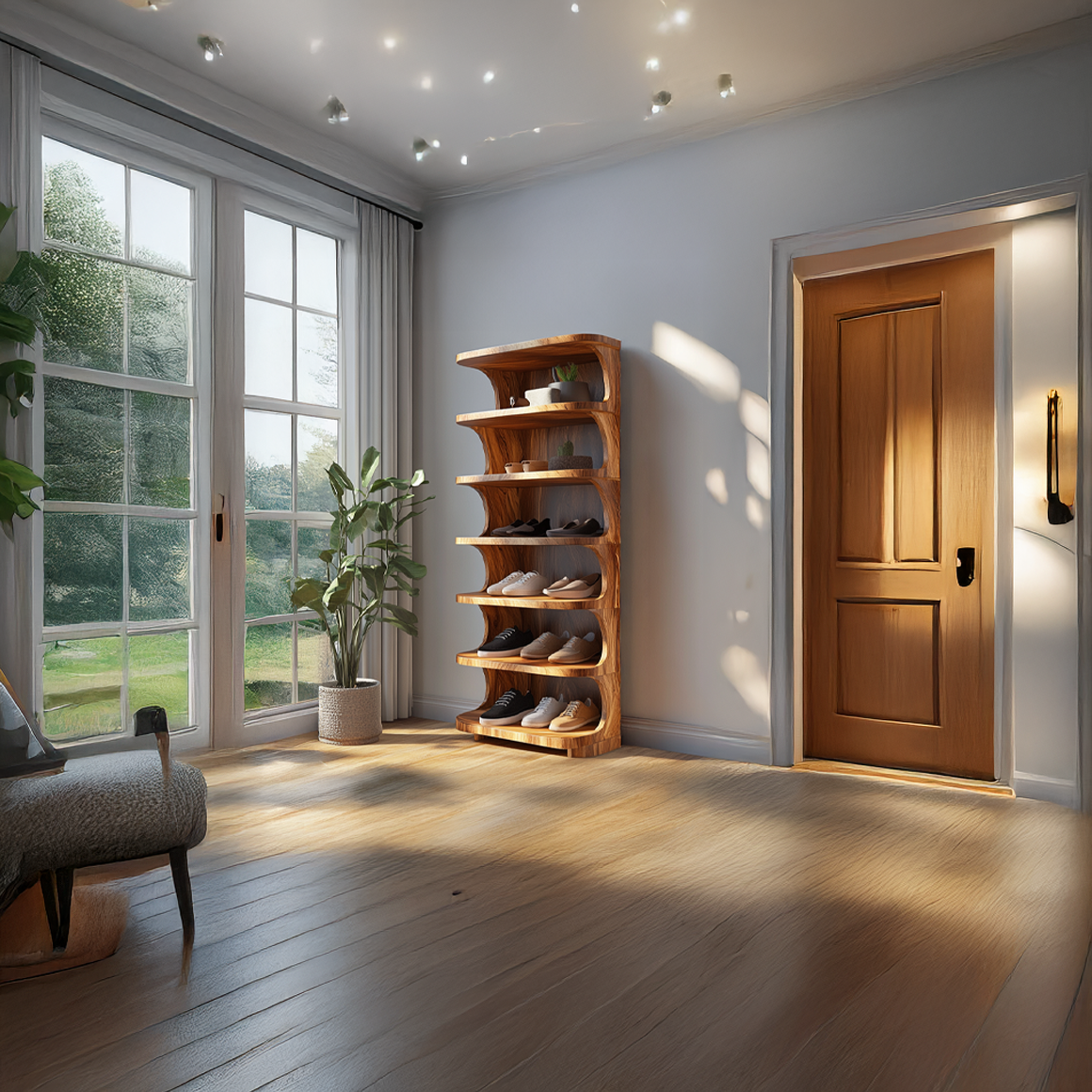 Rustic Soft Edge Shoe Rack Mudroom And Bedroom SINLSASB062