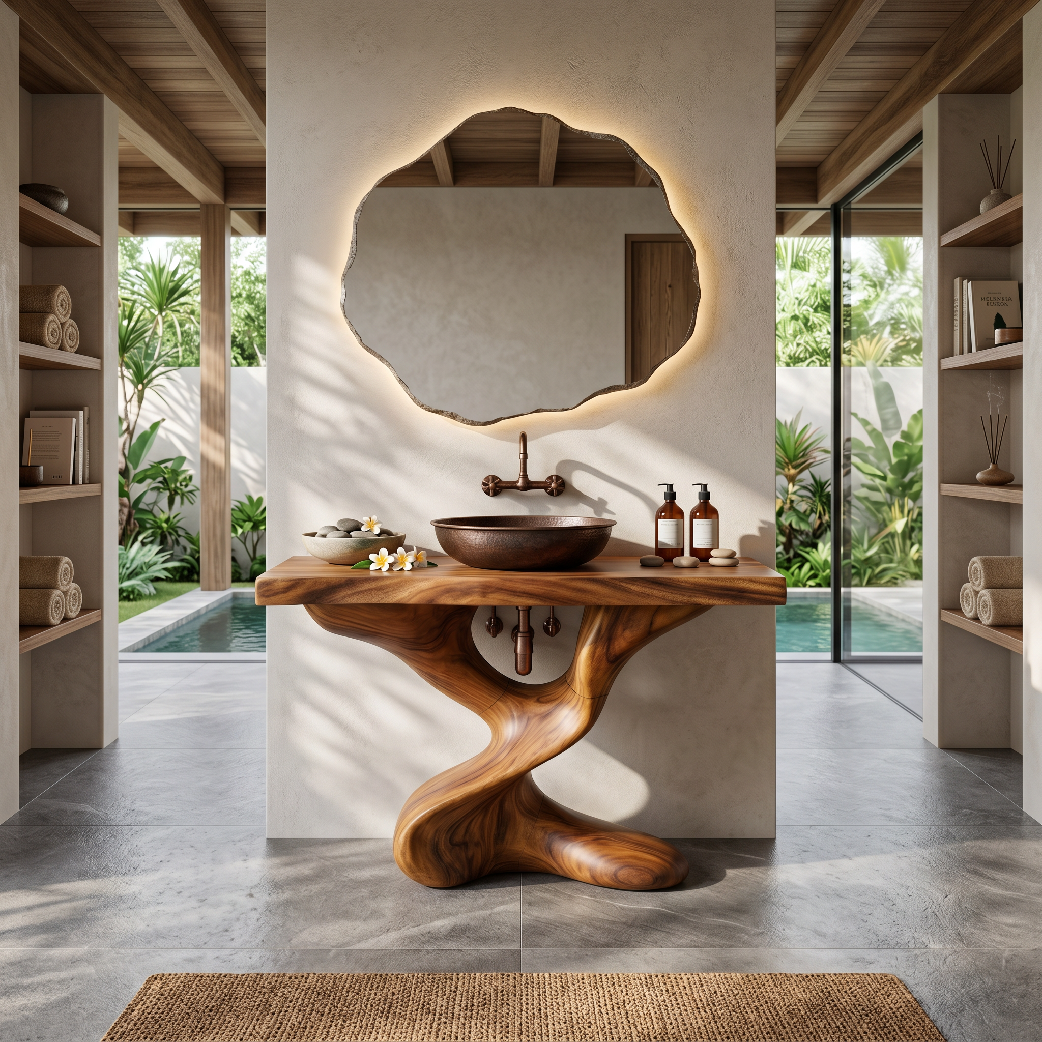 Farmhouse Solid Wood Vanity For Natural Bathroom SILDTTNBRV006