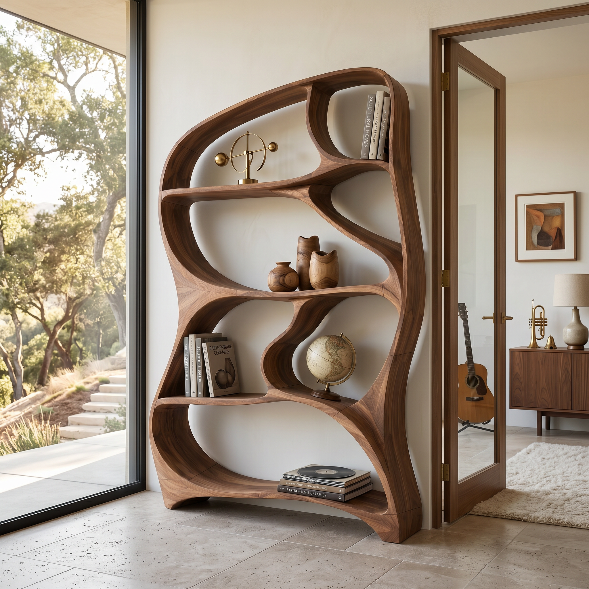Organic Wall Bookcase For Contemporary Living Room SILDTTNBS051