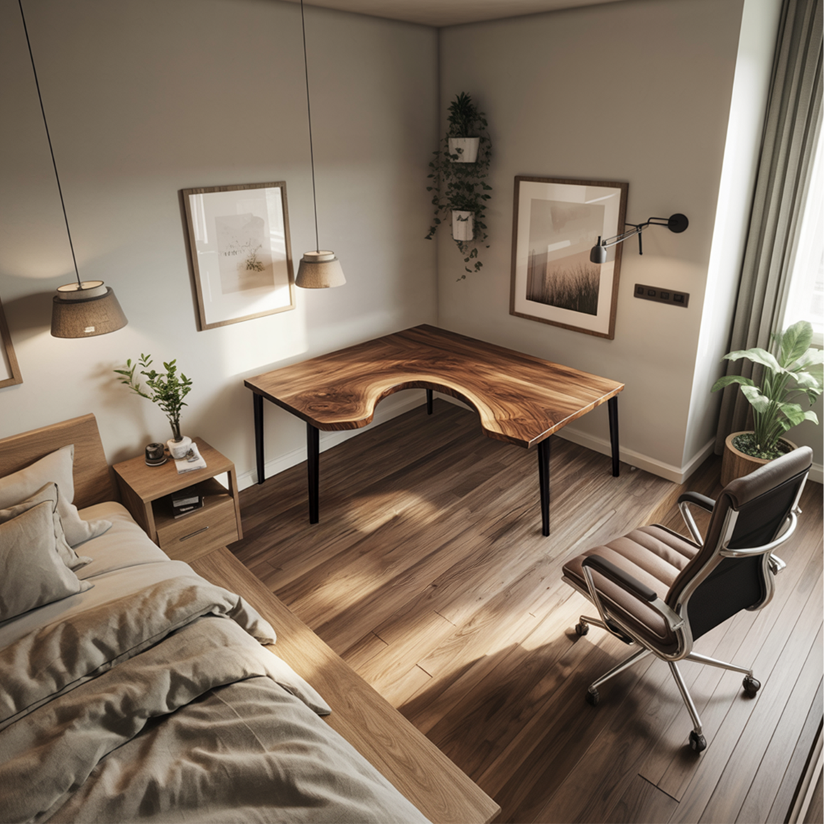 Organic Contemporary Corner Work Desk Home Office And Study Room SINLSADK076