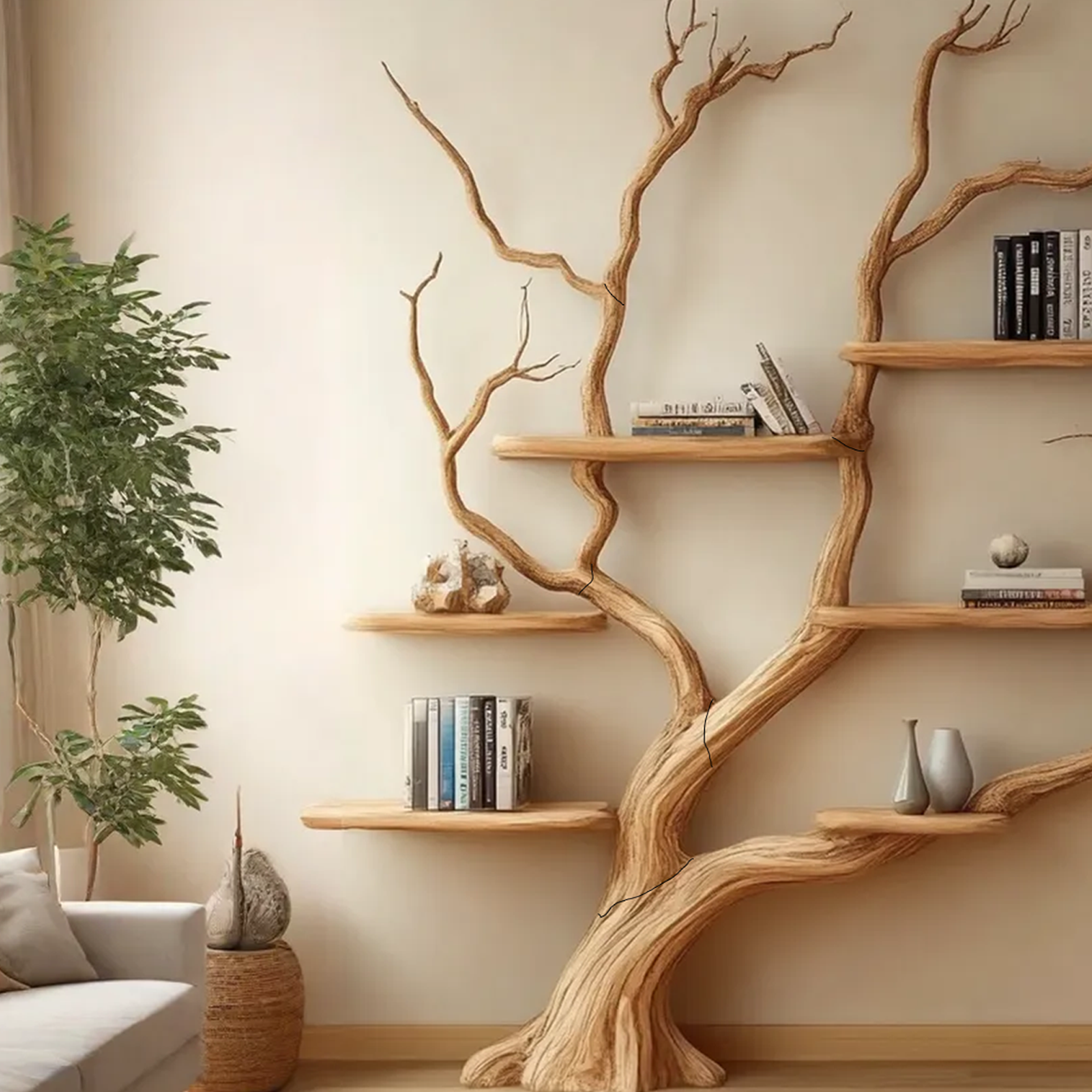 Rustic Wall Mounted Branch Tree For Living Room SINLTB122
