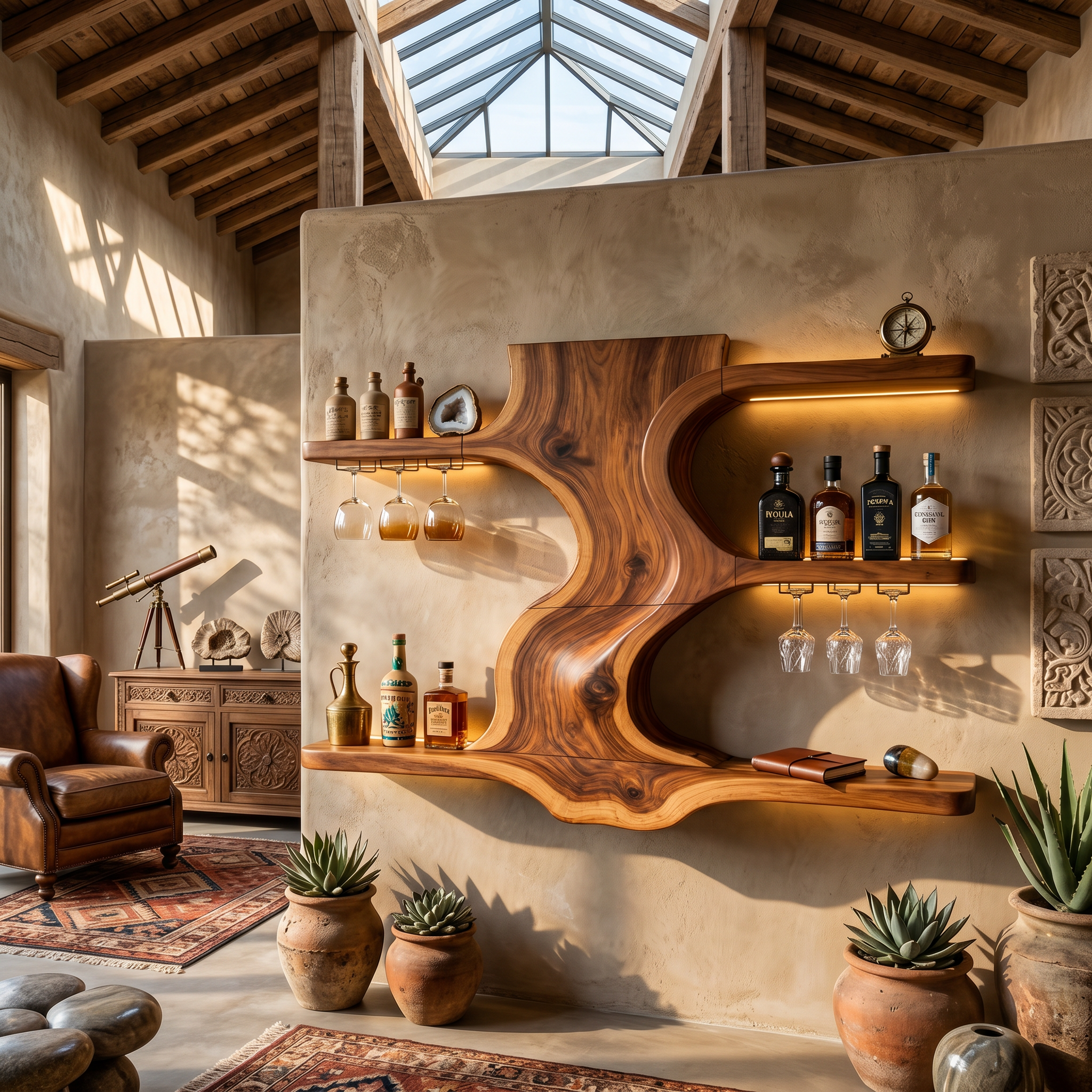 Modern Open Shelf Wine Rack For Entertaining Area SILDTTNWH022
