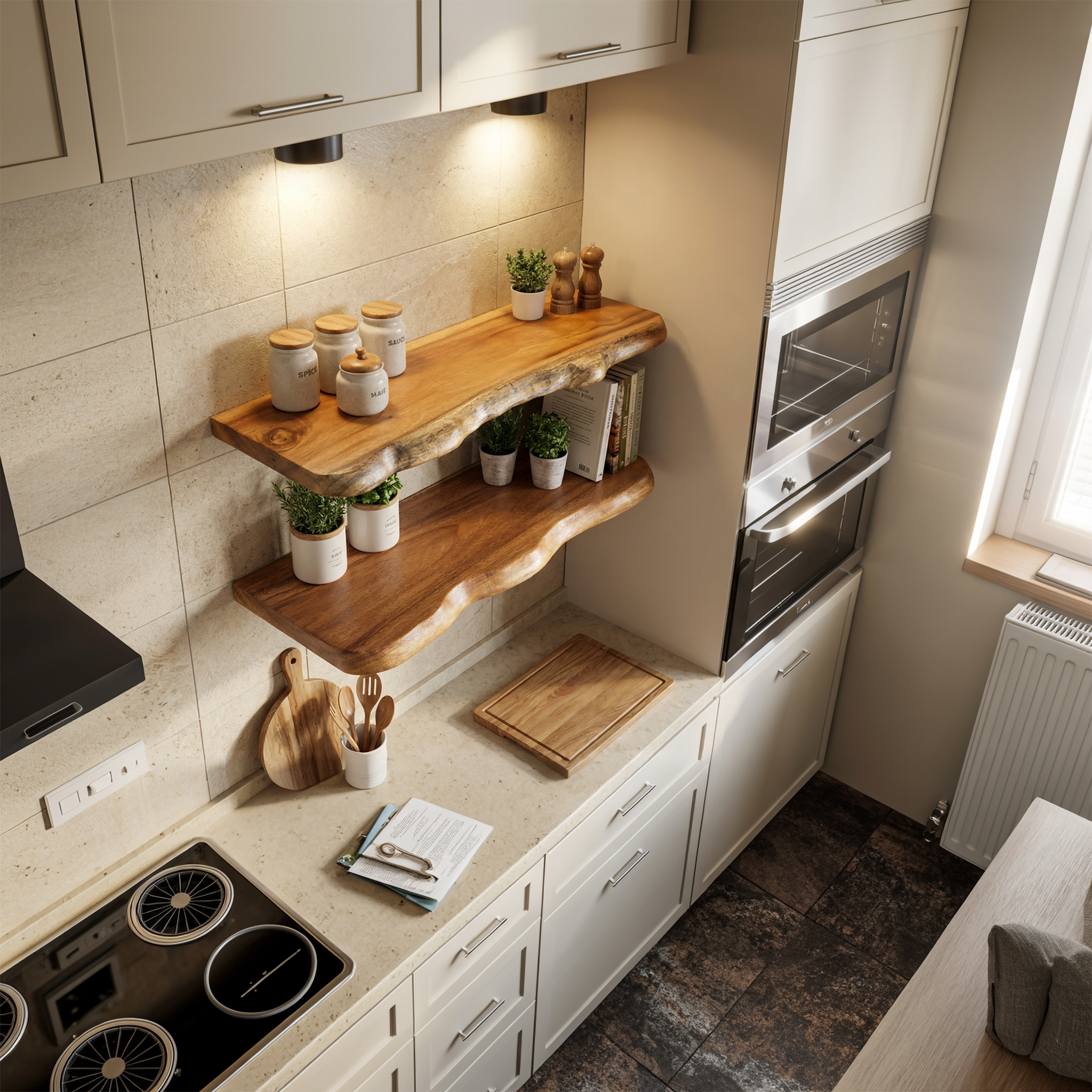 Rustic Wooden Floating Shelves For Kitchen Wall Storage And Home Organization SINLSAFL514