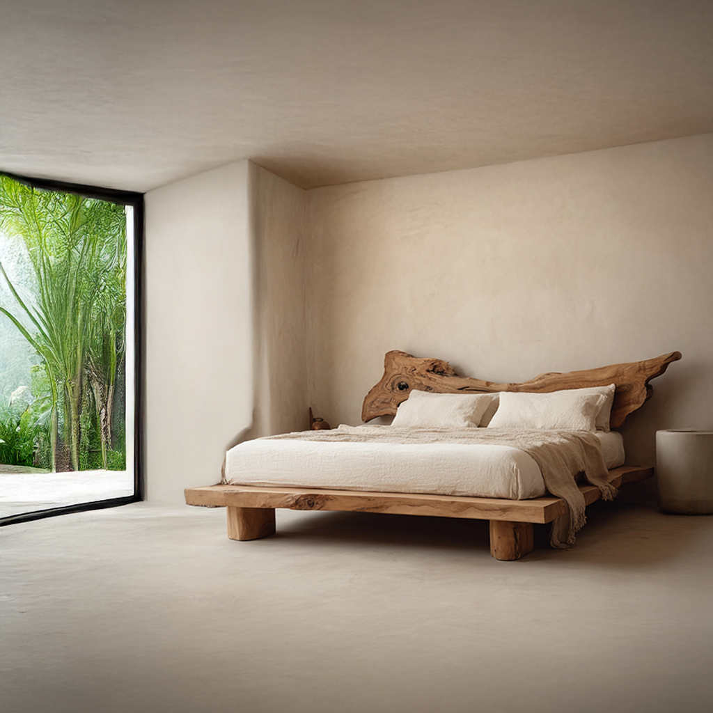 Rustic Platform Bed King Room SINLSAWB020