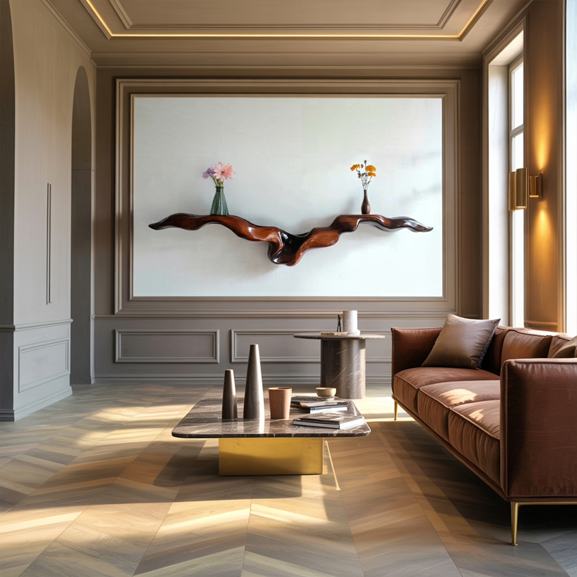 Organic Sculptural Wall Shelf For Living Room And Entryway SINLSAFL325