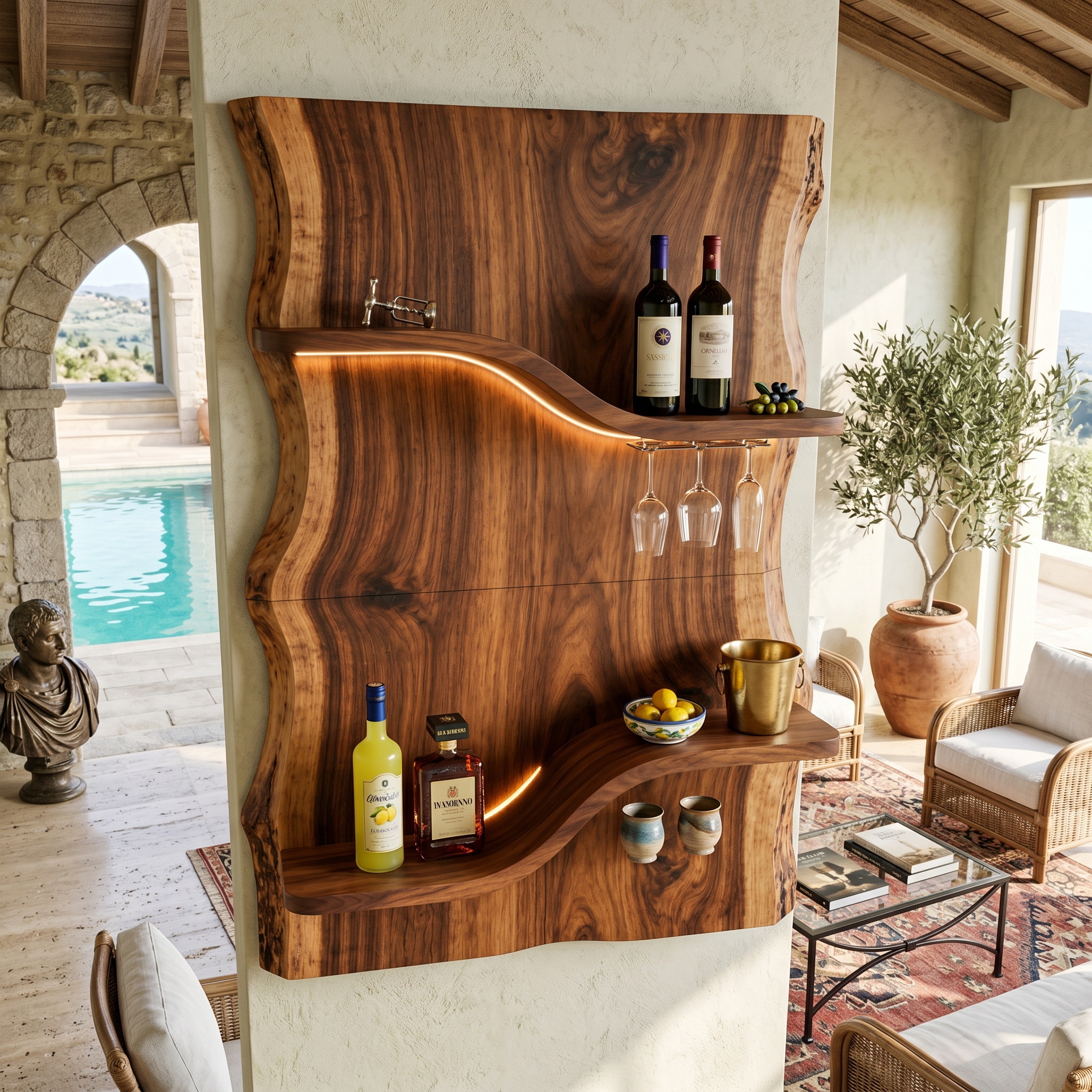 Scandinavian Multi Tier Wine Rack Shelf For Living Room SILDTTNWH023