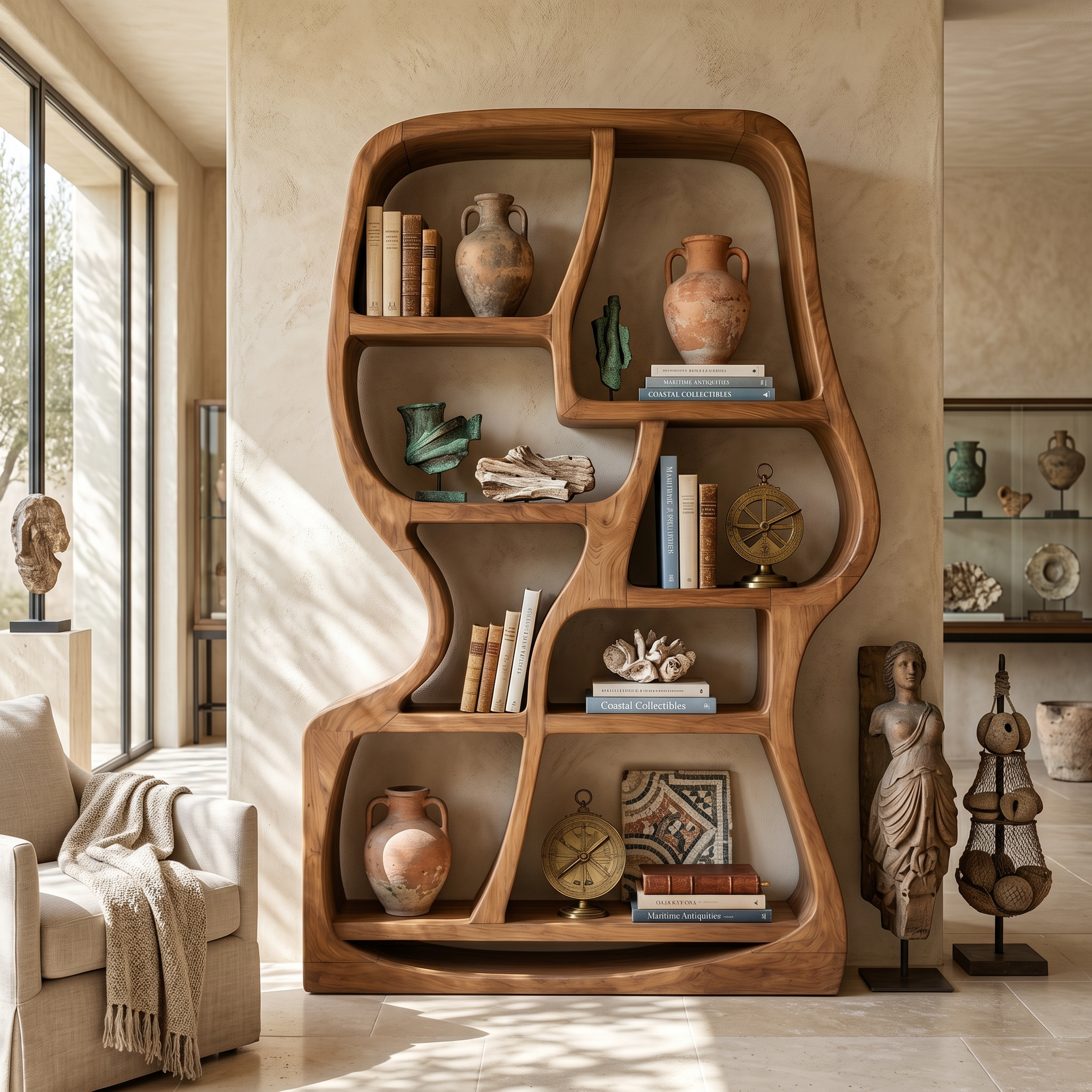 Modern Sculptural Bookshelf For Home Library Display SILDTTNBS037