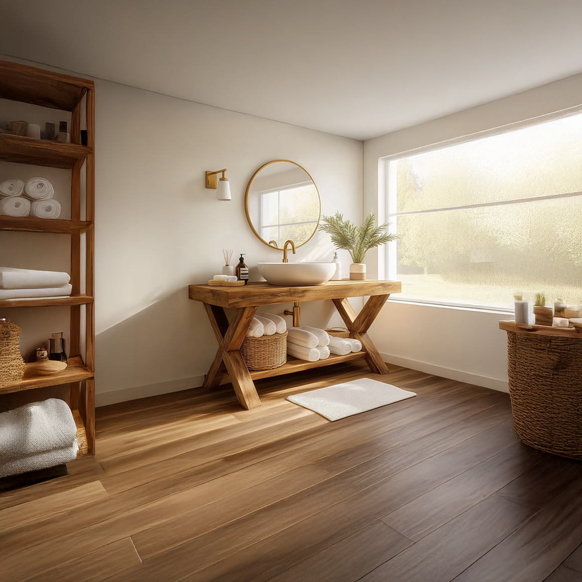 Mid Century Bathroom Vanity Table Solid Wood Modern Bathroom Decor SINLSABRV196