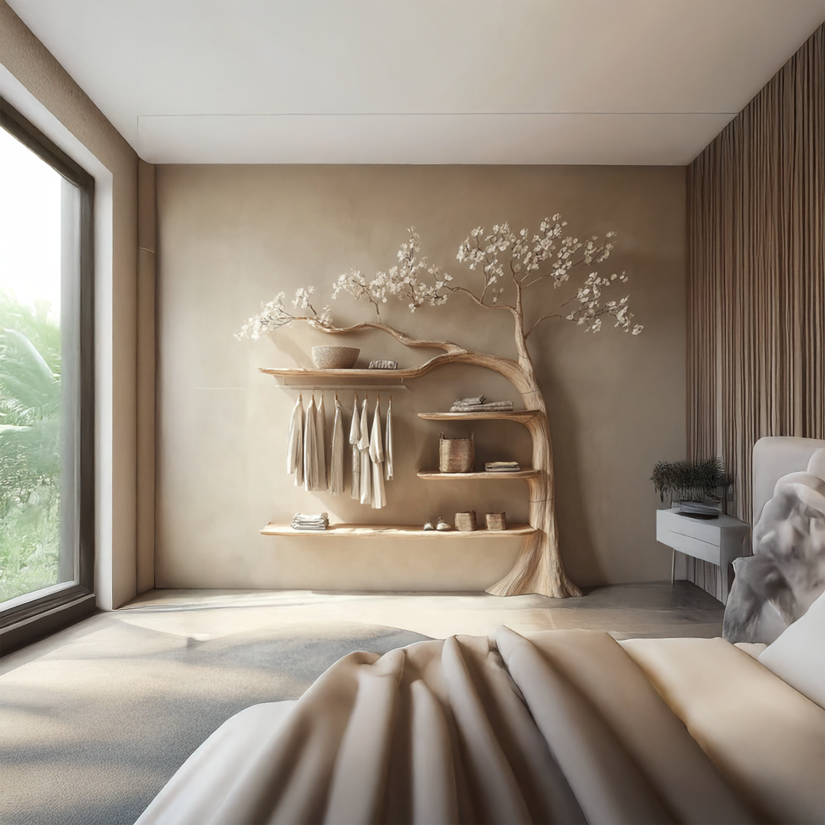 Rustic Tree Coat Rack Bedroom Closet SINLSATB284