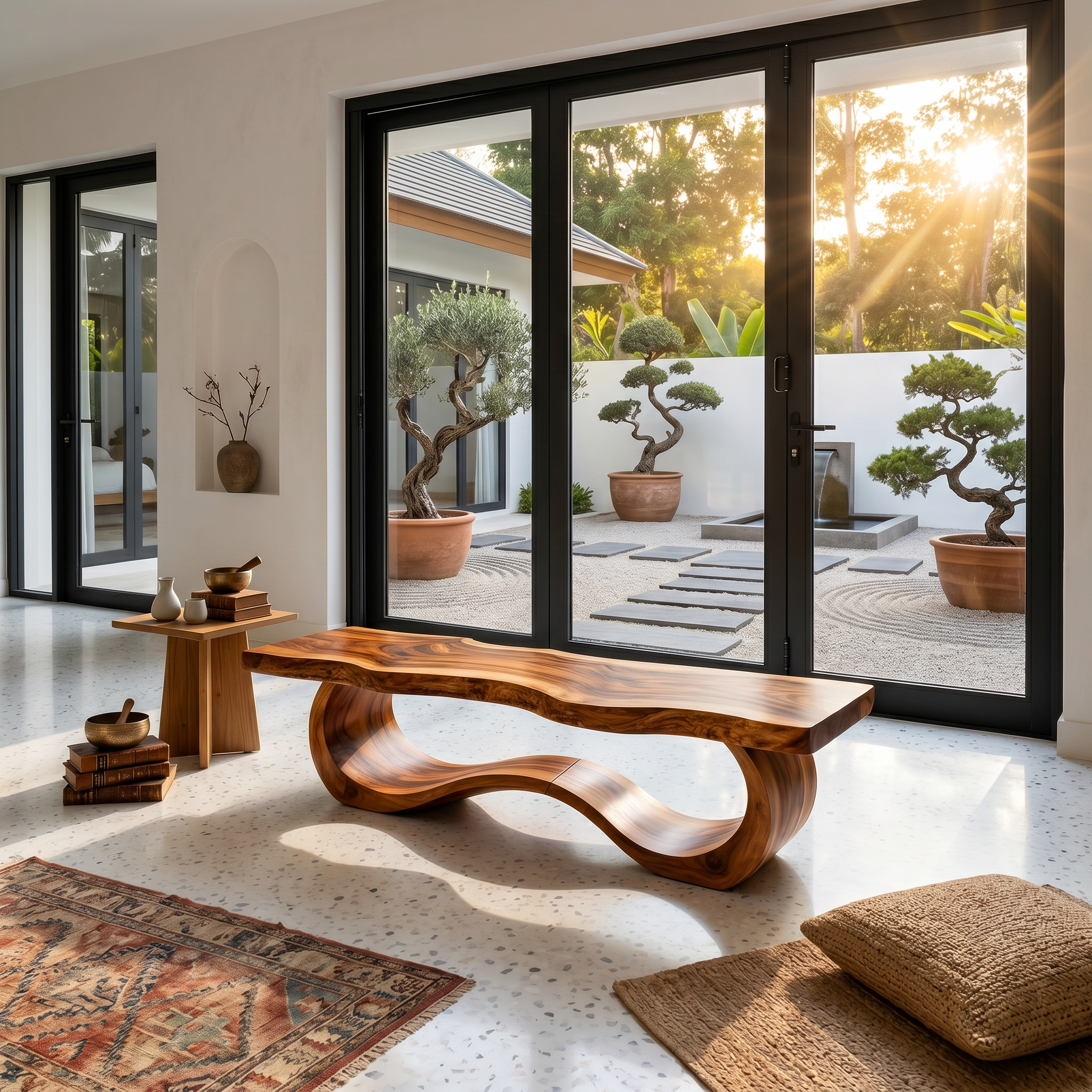 Modern Live Edge Wave Bench For Patio Interior Area SILDTTNBEN015
