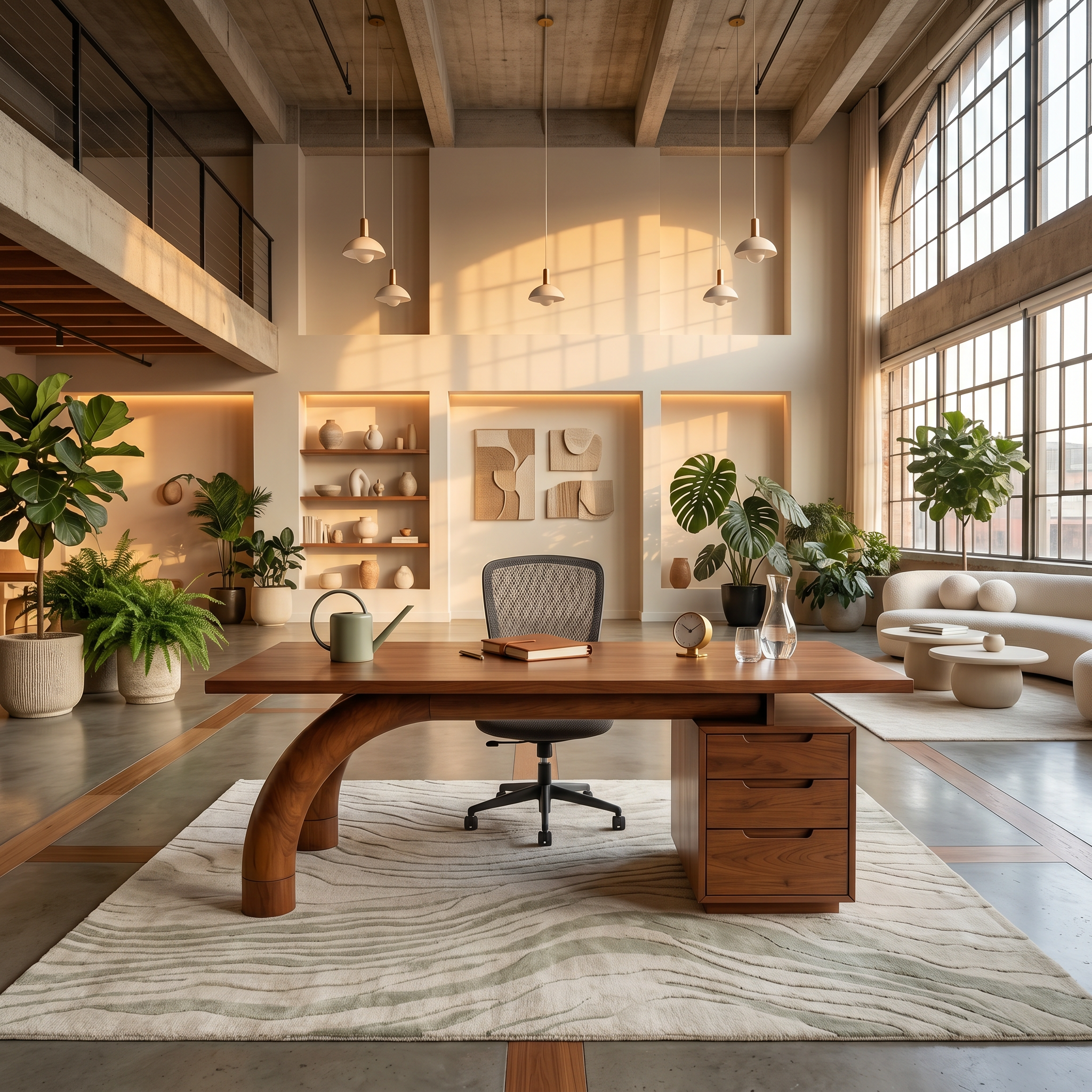 Modern Curved Desk With Open Shelf For Home Office SILDTTNDE030