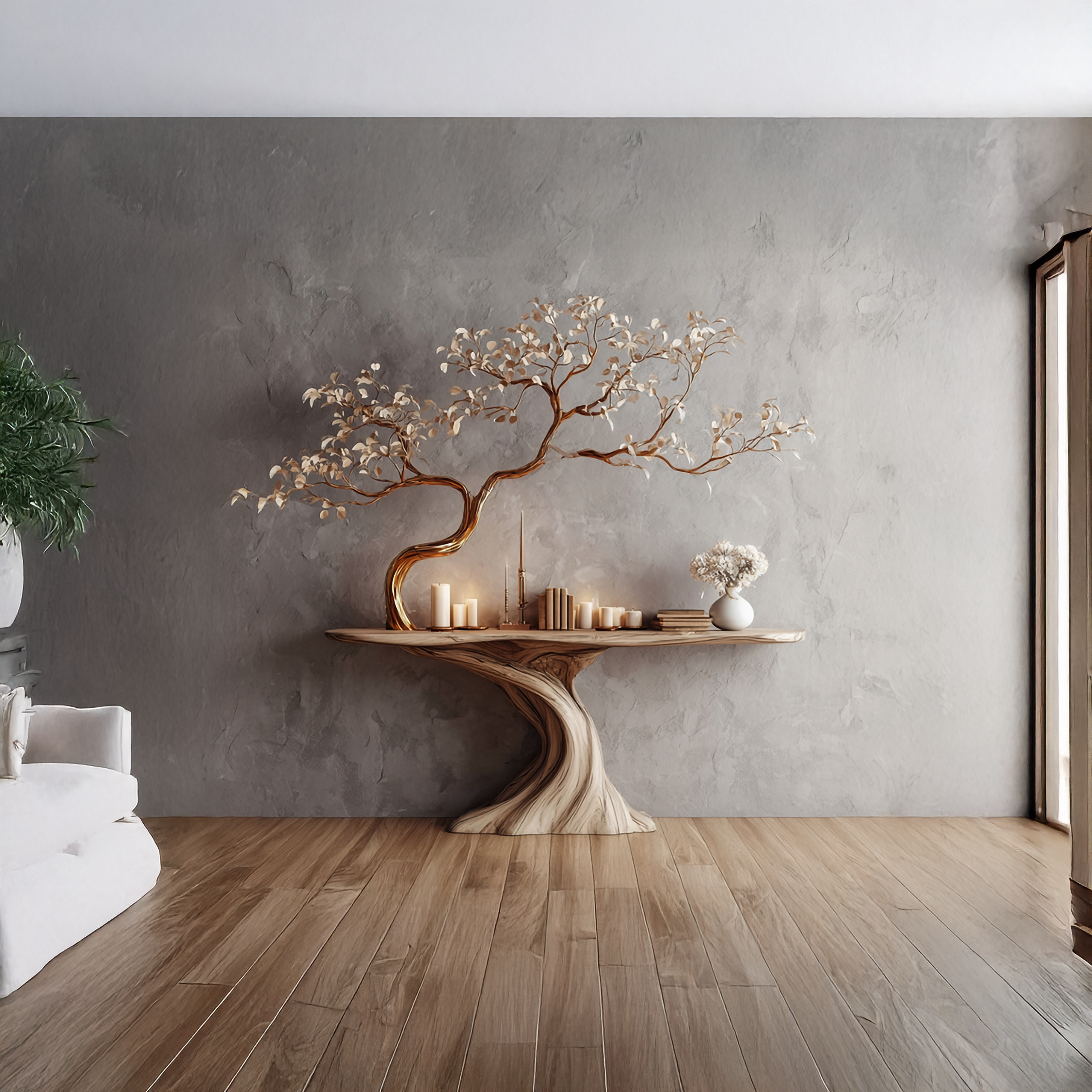 Midcentury Tree Console Table Entryway SINLSACS113