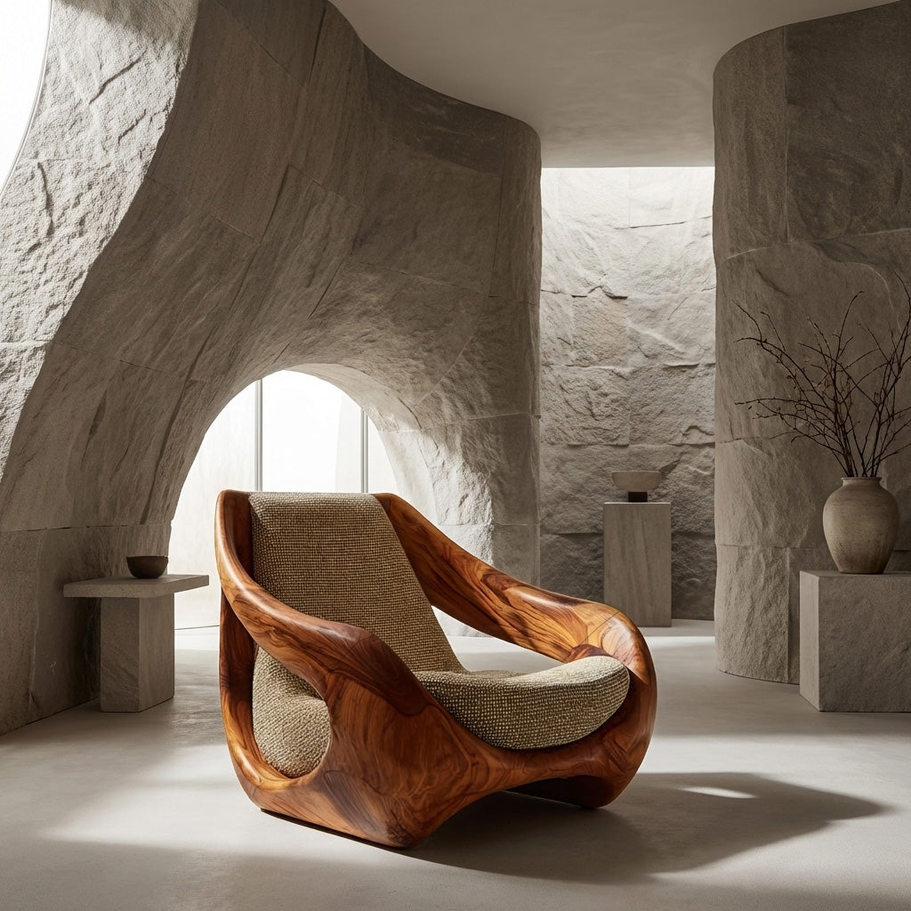 Sculptural Natural Wood Chair For Artistic Living Space RTTHHNCHR148