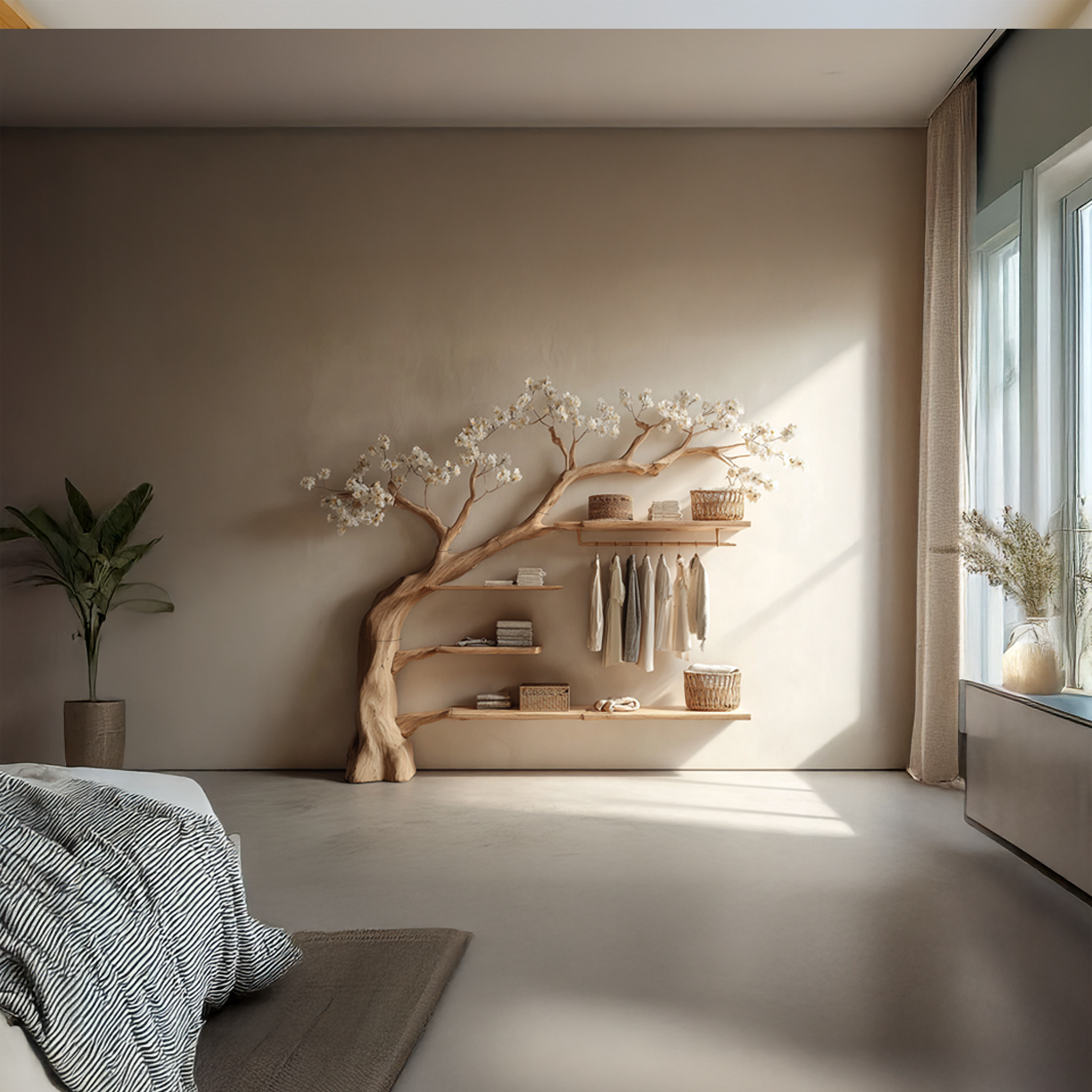 Rustic Tree Wardrobe Bedroom SINLSATB283SHNA