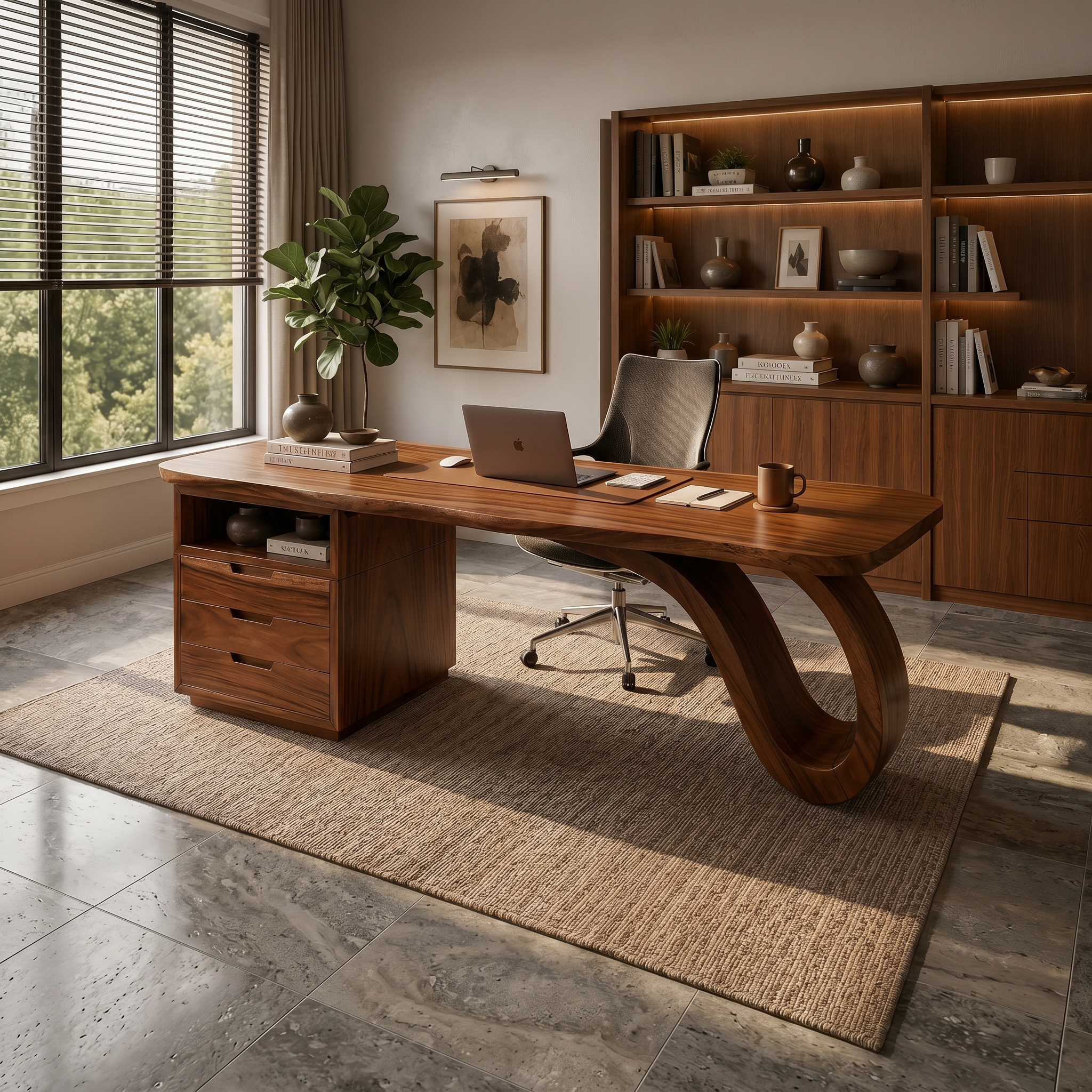 Organic Sculptural Executive Desk Luxury Workspace SILDTTRDE024