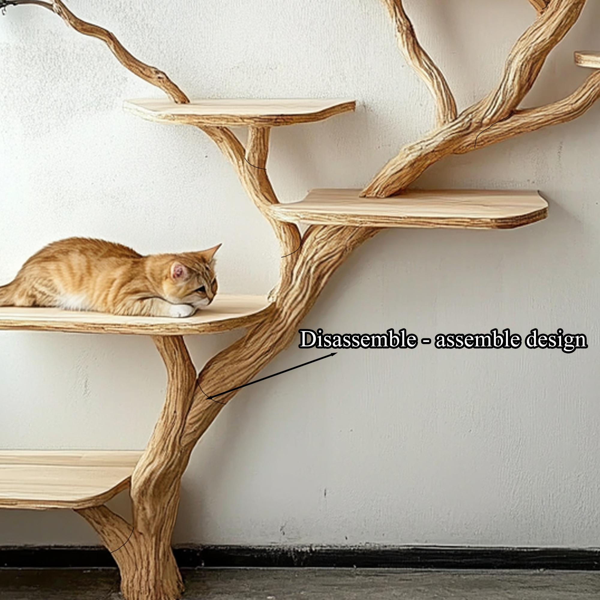 Wood Cat Tree Cat Tower House Stylish Gift For Cat SINLTT009