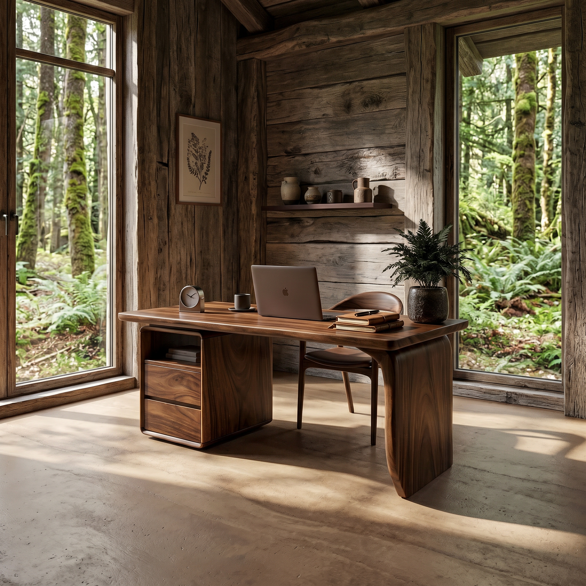 Japandi Study Desk With Curved Legs For Zen Office Room SILDTTRDE004