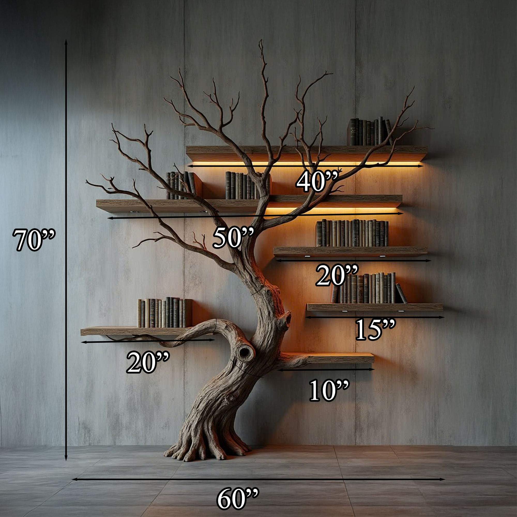 Hancrafted Wooden Shelf Floating Shelf Housewarming Gift SINLTB127