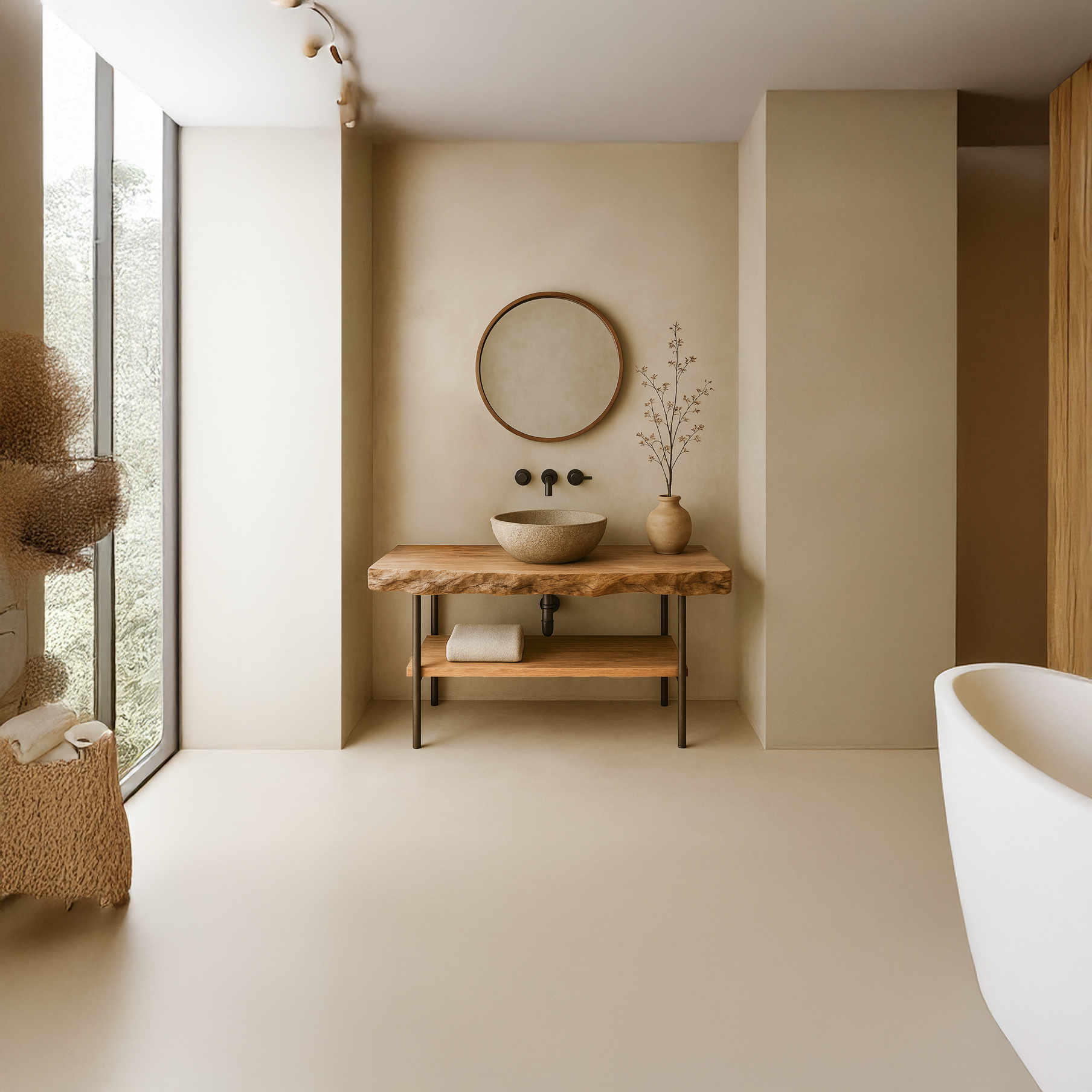 Midcentury Natural Edge Counter Bathroom SINLSABRV099