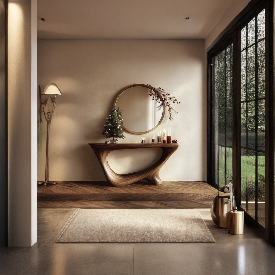 Mid Century Rustic Console Table Christmas Entryway SINLSACS289