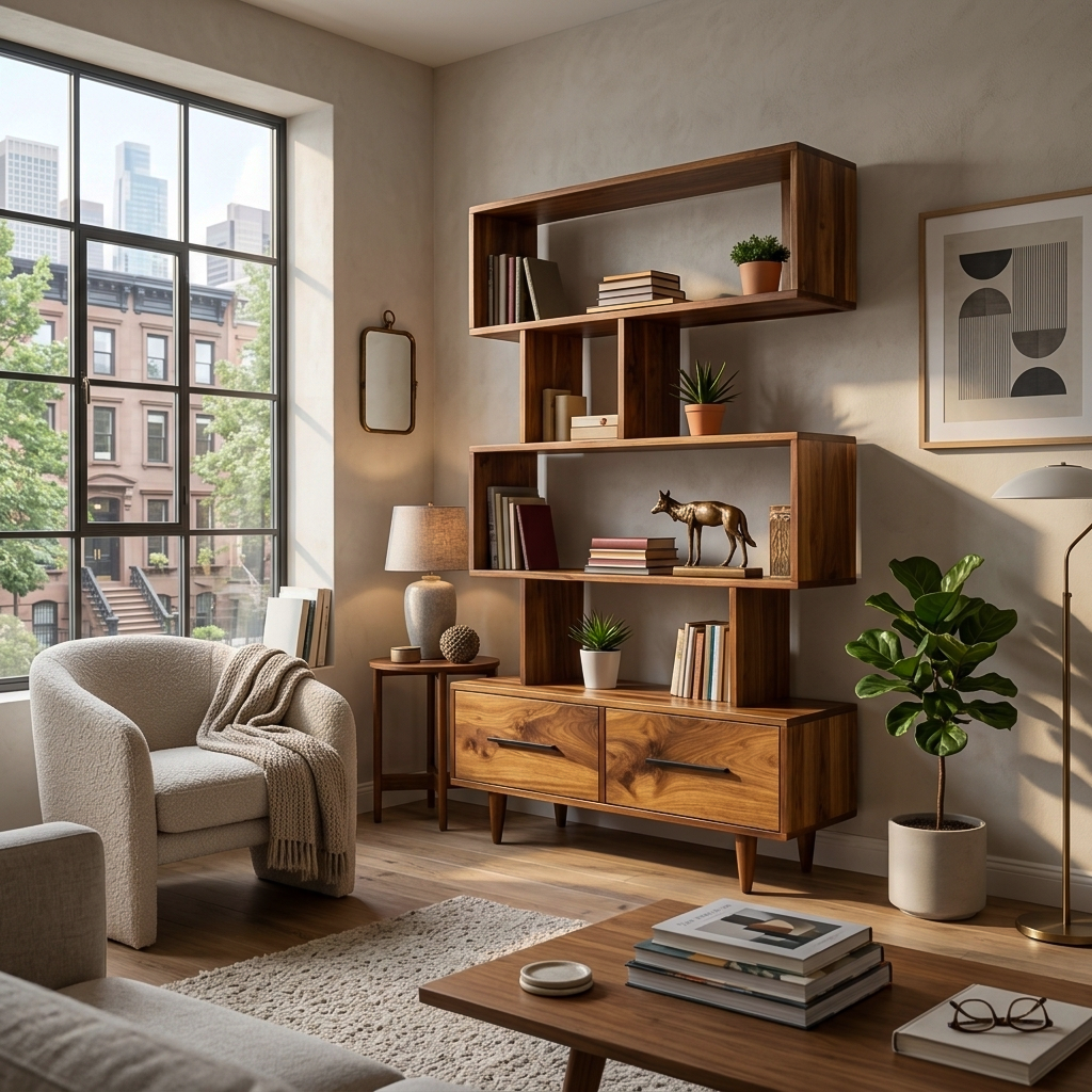 Minimal Natural Wood Bookshelf With Tiers For Home Decor RTTHTTBS118